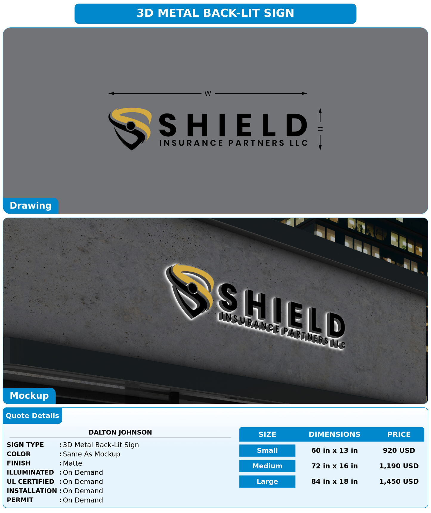 CUSTOM MOCKUP SIGN FOR Dalton Johnson