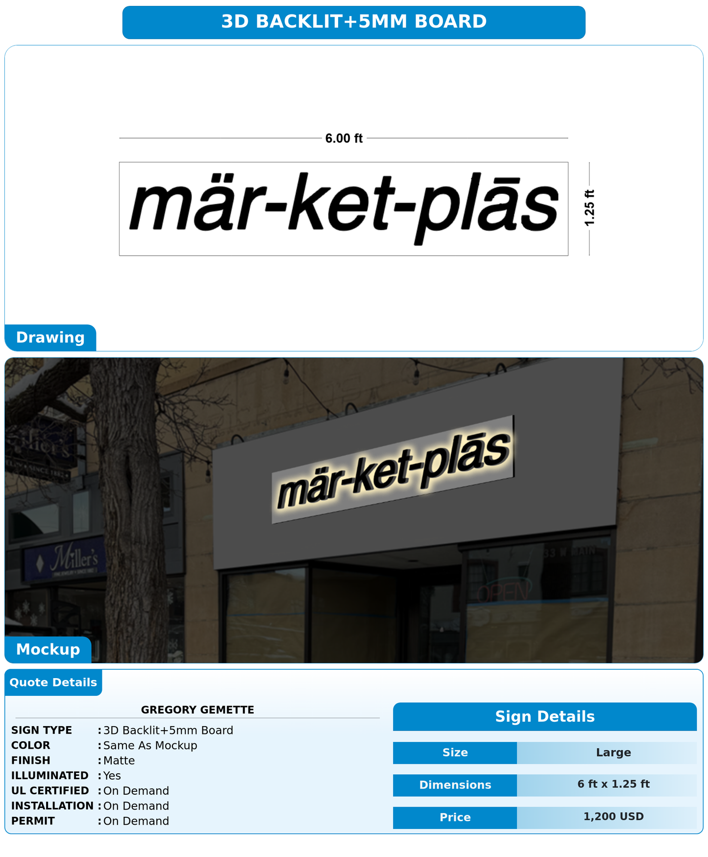 CUSTOM MOCKUP SIGN FOR Gregory Gemette