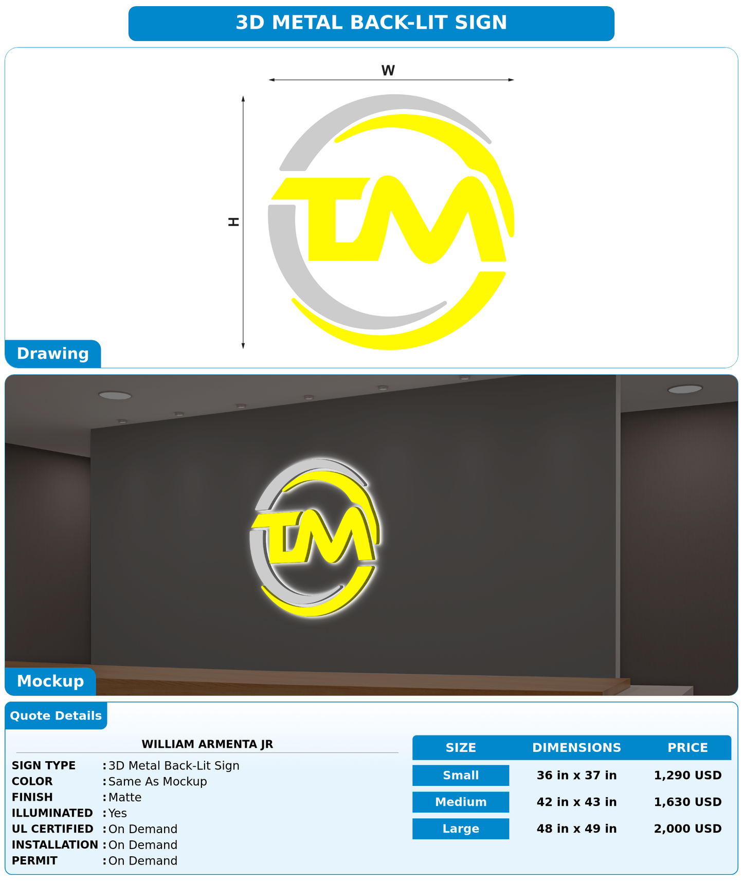 CUSTOM MOCKUP SIGN FOR William Armenta jr