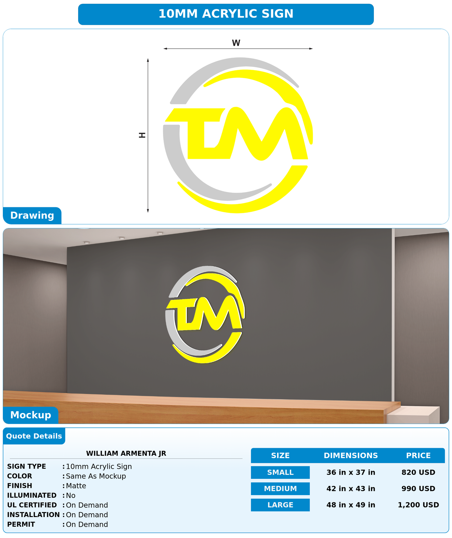 CUSTOM MOCKUP SIGN FOR William Armenta jr