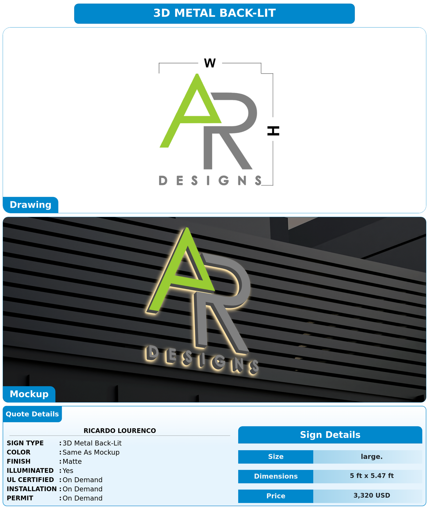 CUSTOM MOCKUP SIGN FOR Ricardo Lourenco
