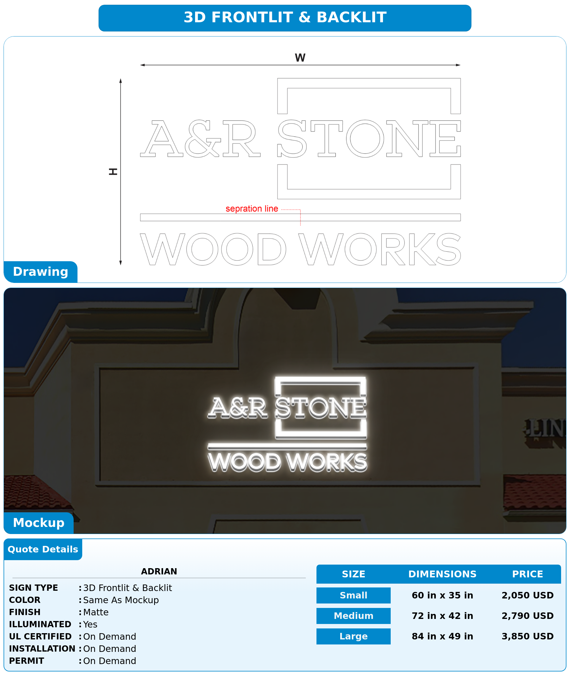 CUSTOM MOCKUP SIGN FOR Adrian – Signs INC