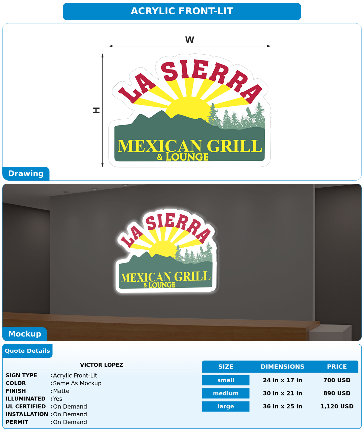 CUSTOM MOCKUP SIGN FOR Victor Lopez