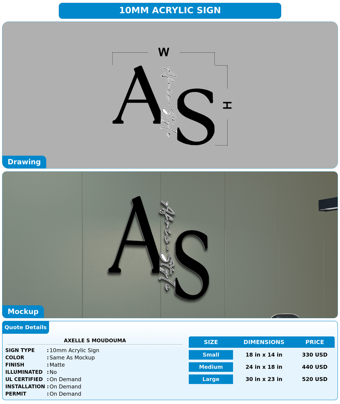 CUSTOM MOCKUP SIGN FOR Axelle S Moudouma