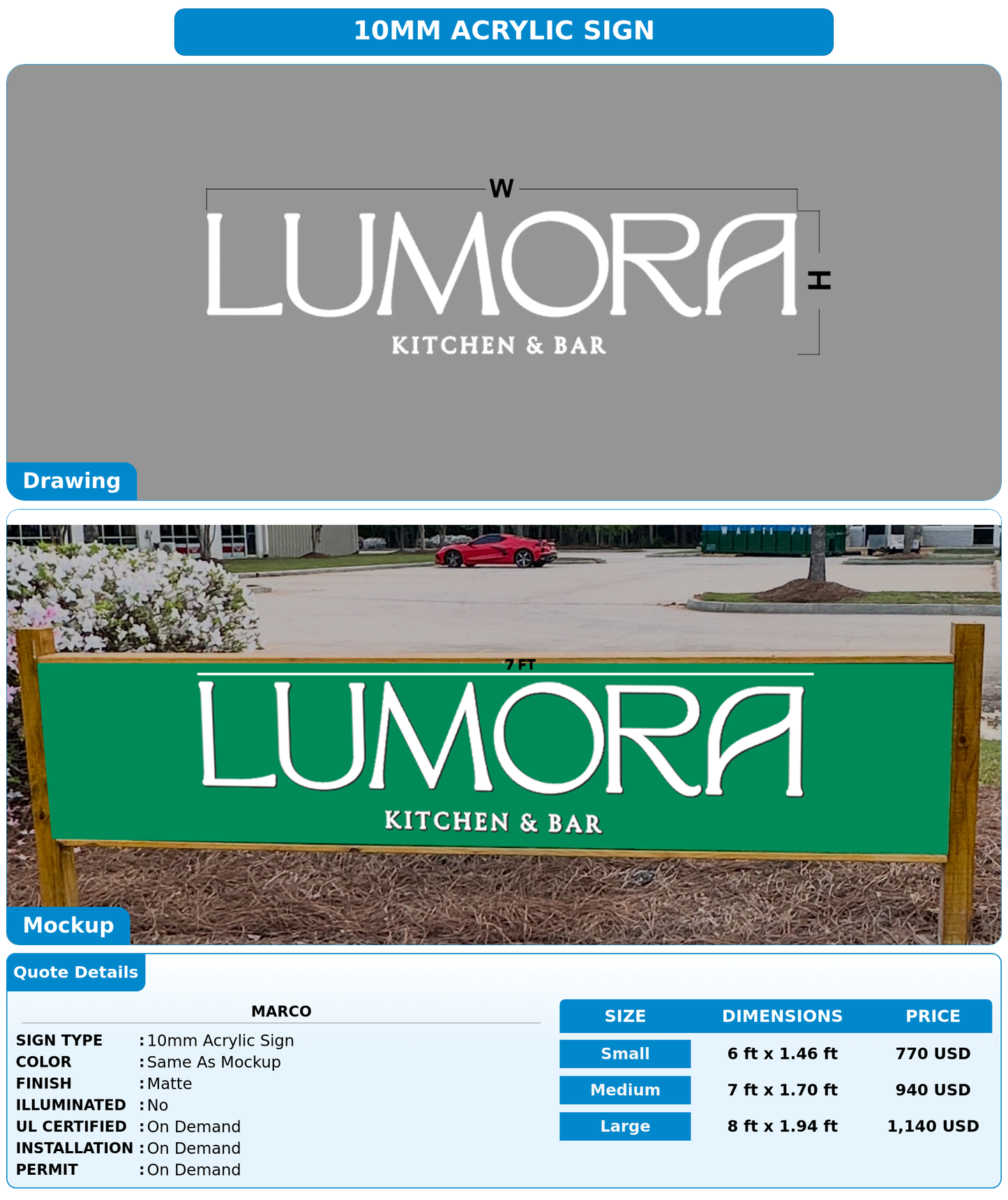 CUSTOM MOCKUP SIGN FOR Marco