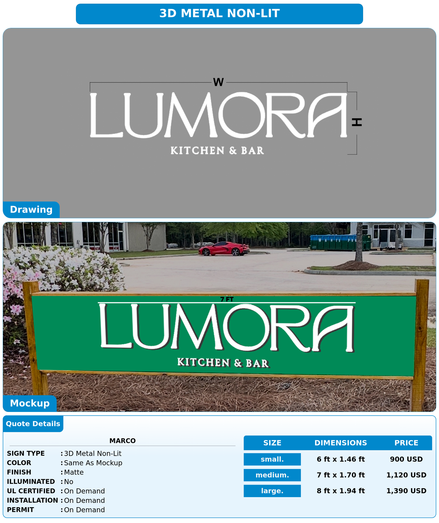 CUSTOM MOCKUP SIGN FOR Marco