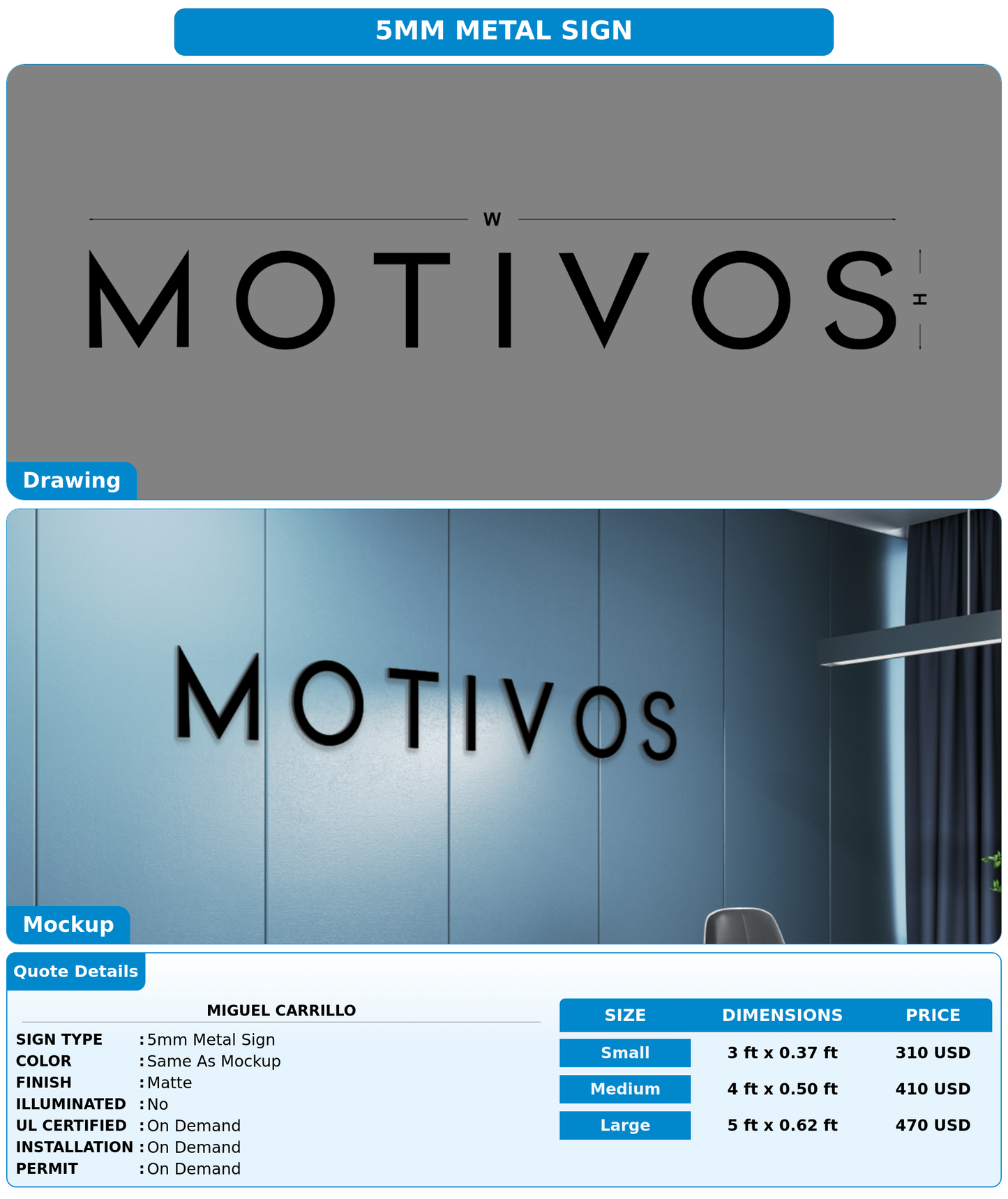 CUSTOM MOCKUP SIGN FOR Miguel Carrillo