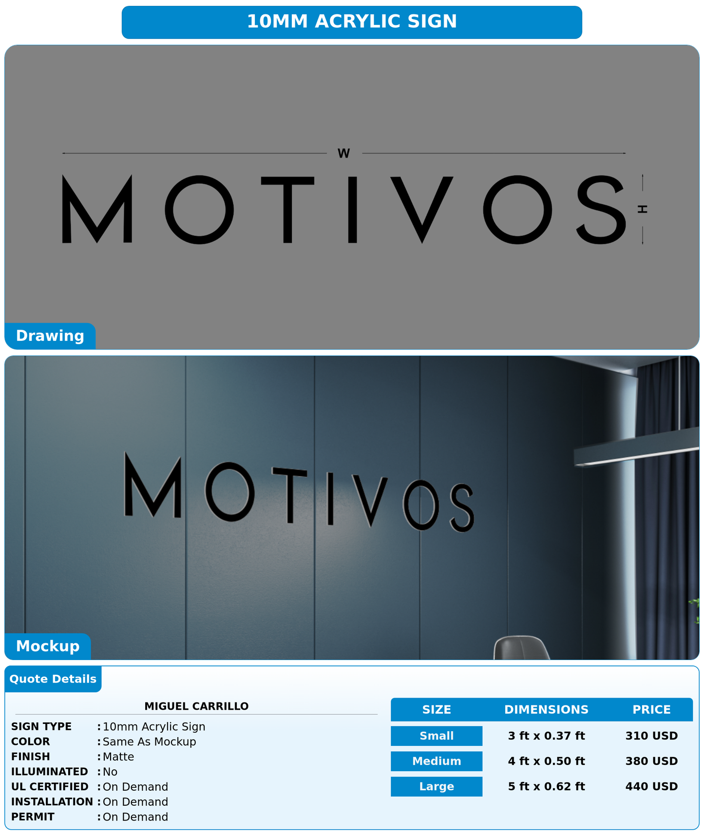 CUSTOM MOCKUP SIGN FOR Miguel Carrillo