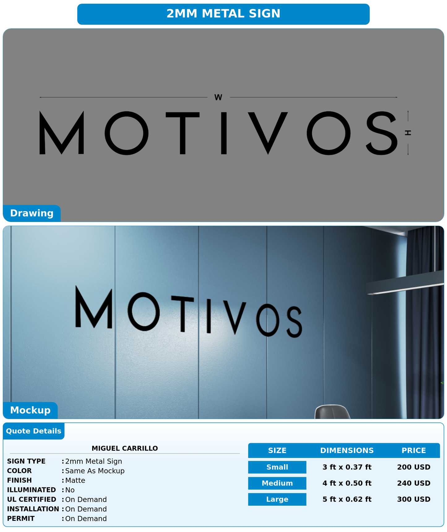 CUSTOM MOCKUP SIGN FOR Miguel Carrillo