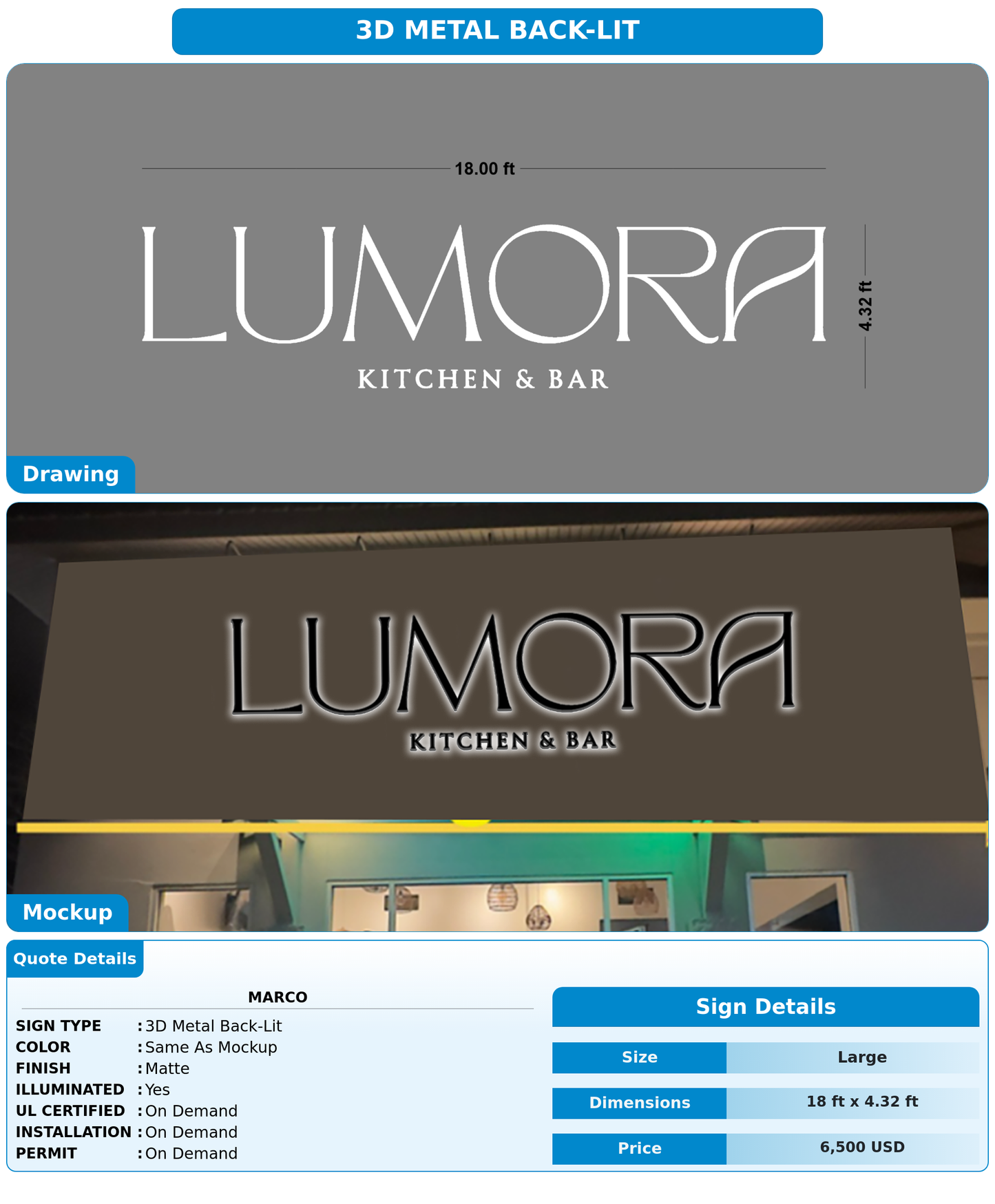 CUSTOM MOCKUP SIGN FOR Marco