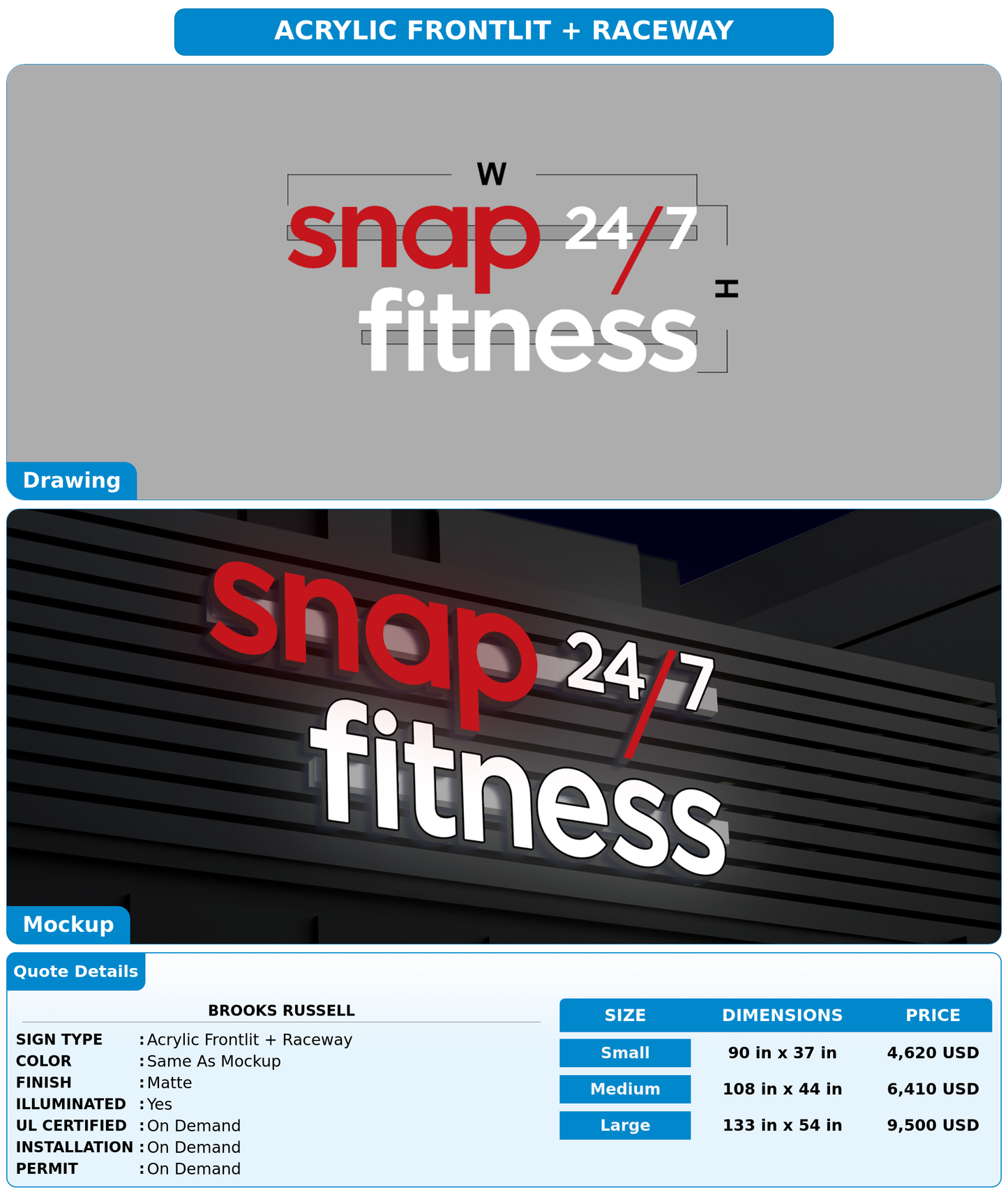 CUSTOM MOCKUP SIGN FOR Brooks Russell