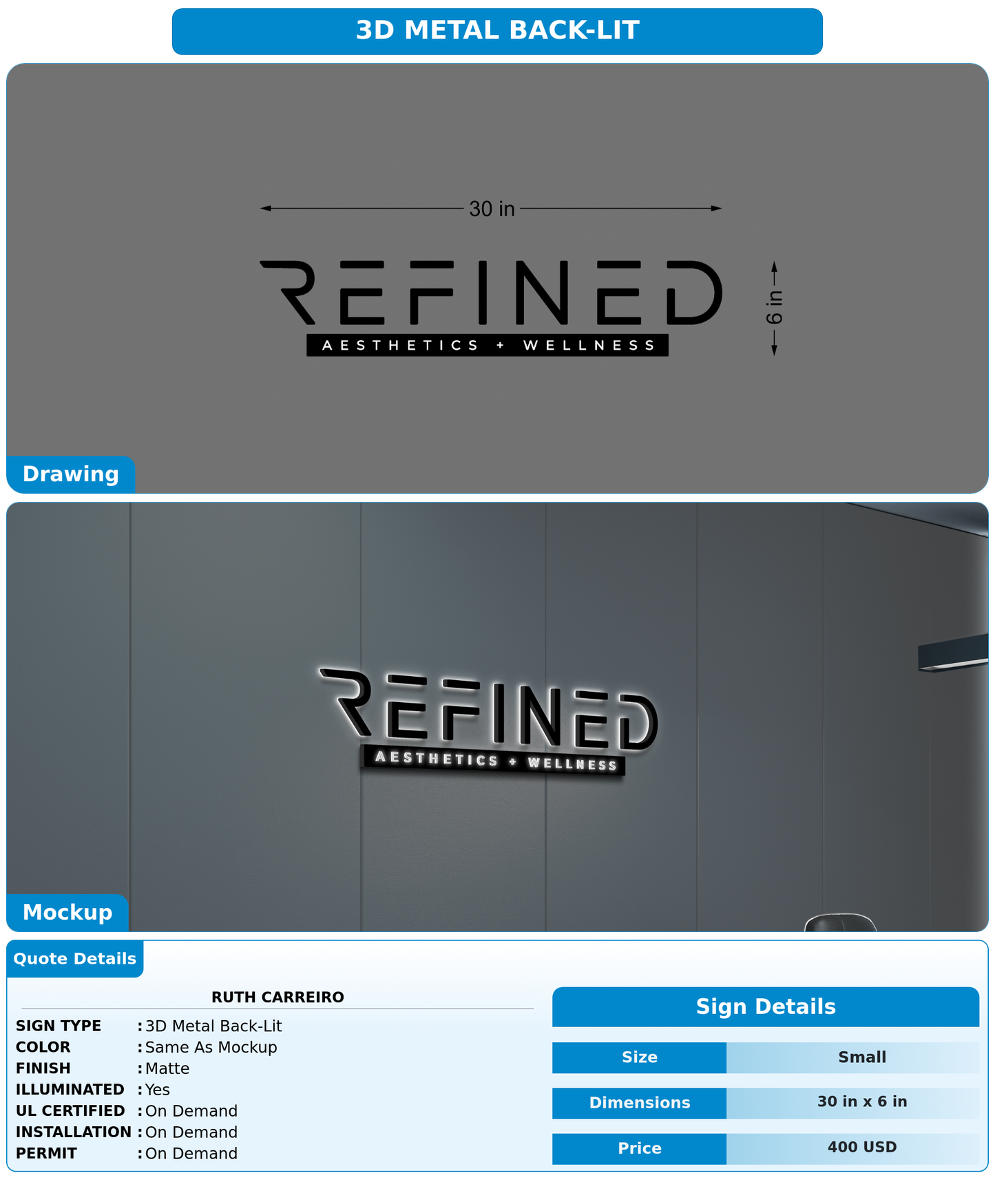 CUSTOM MOCKUP SIGN FOR Ruth Carreiro