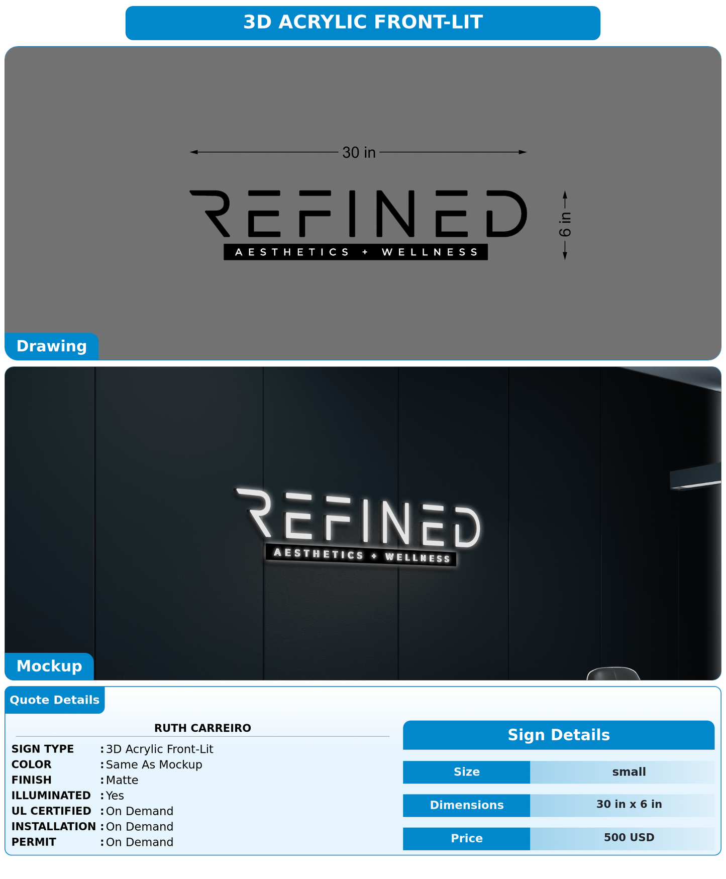 CUSTOM MOCKUP SIGN FOR Ruth Carreiro