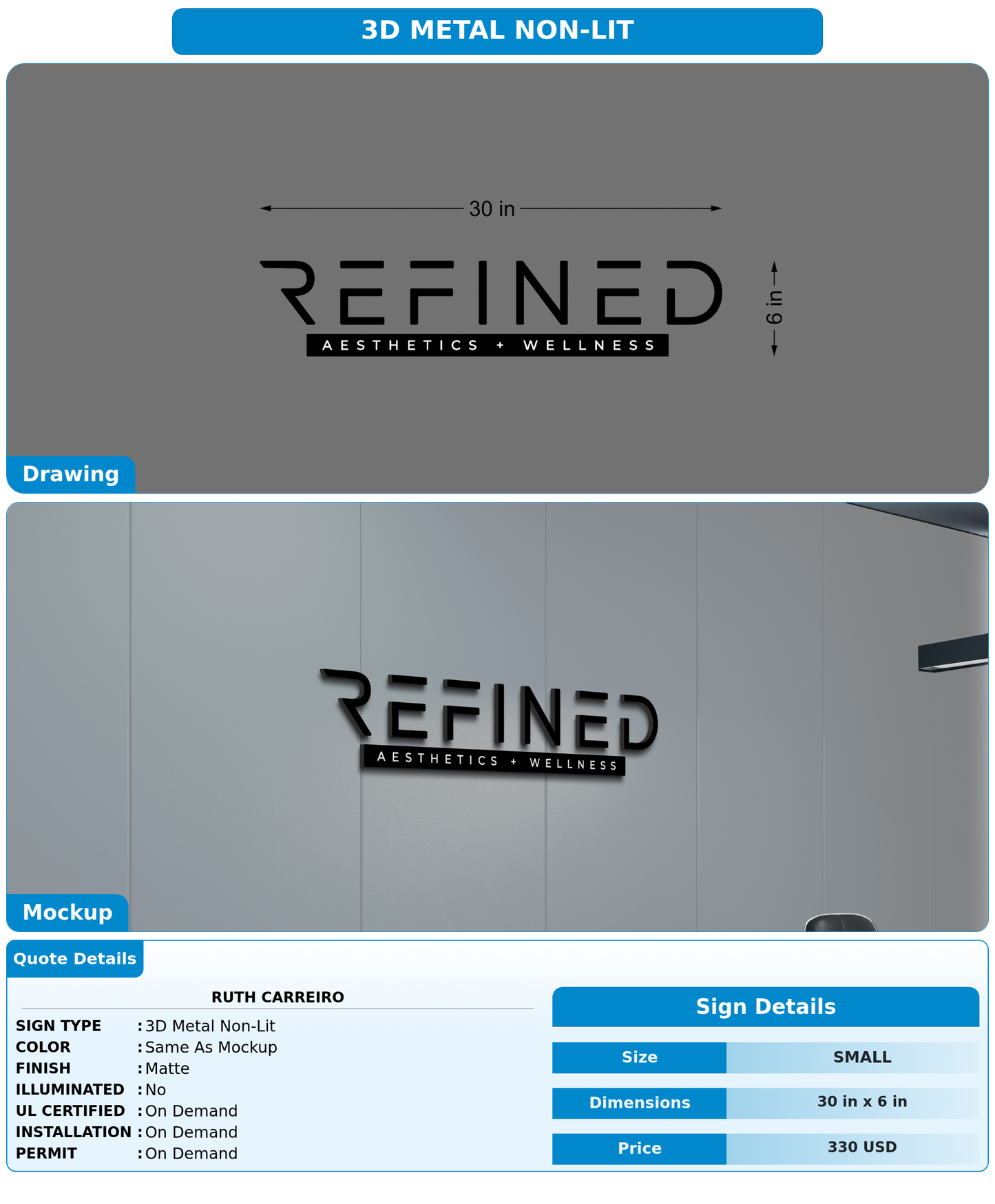 CUSTOM MOCKUP SIGN FOR Ruth Carreiro