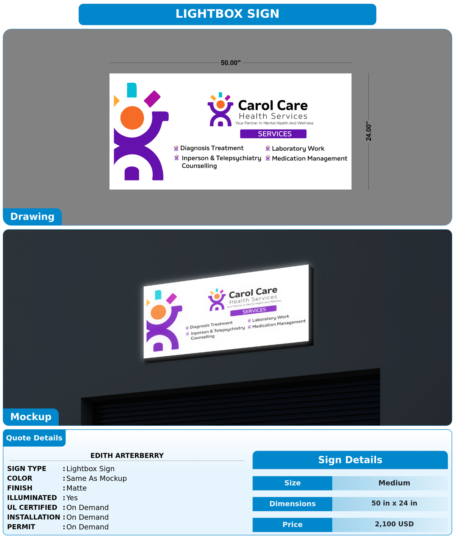 CUSTOM MOCKUP SIGN FOR Edith arterberry