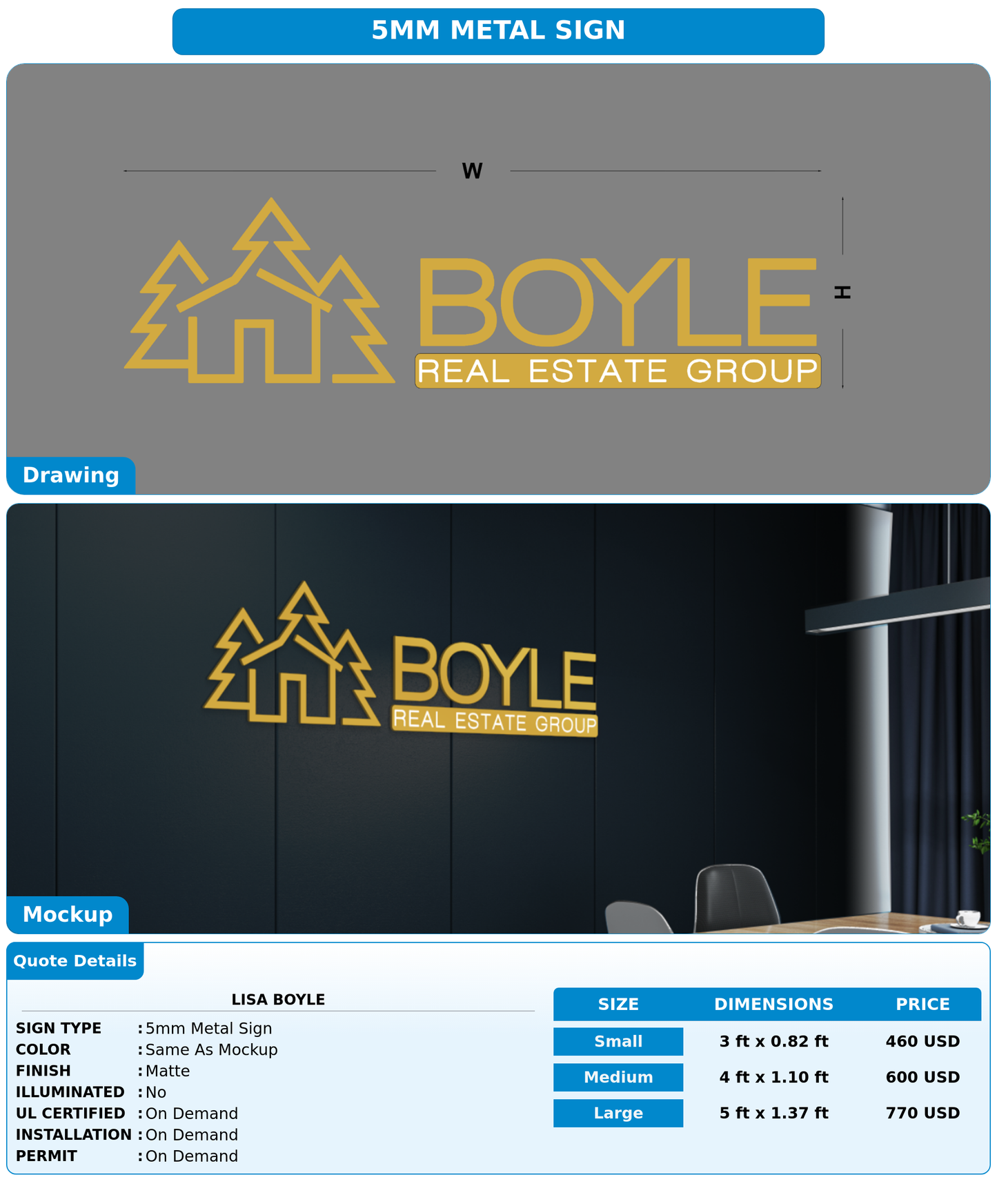 CUSTOM MOCKUP SIGN FOR Lisa Boyle