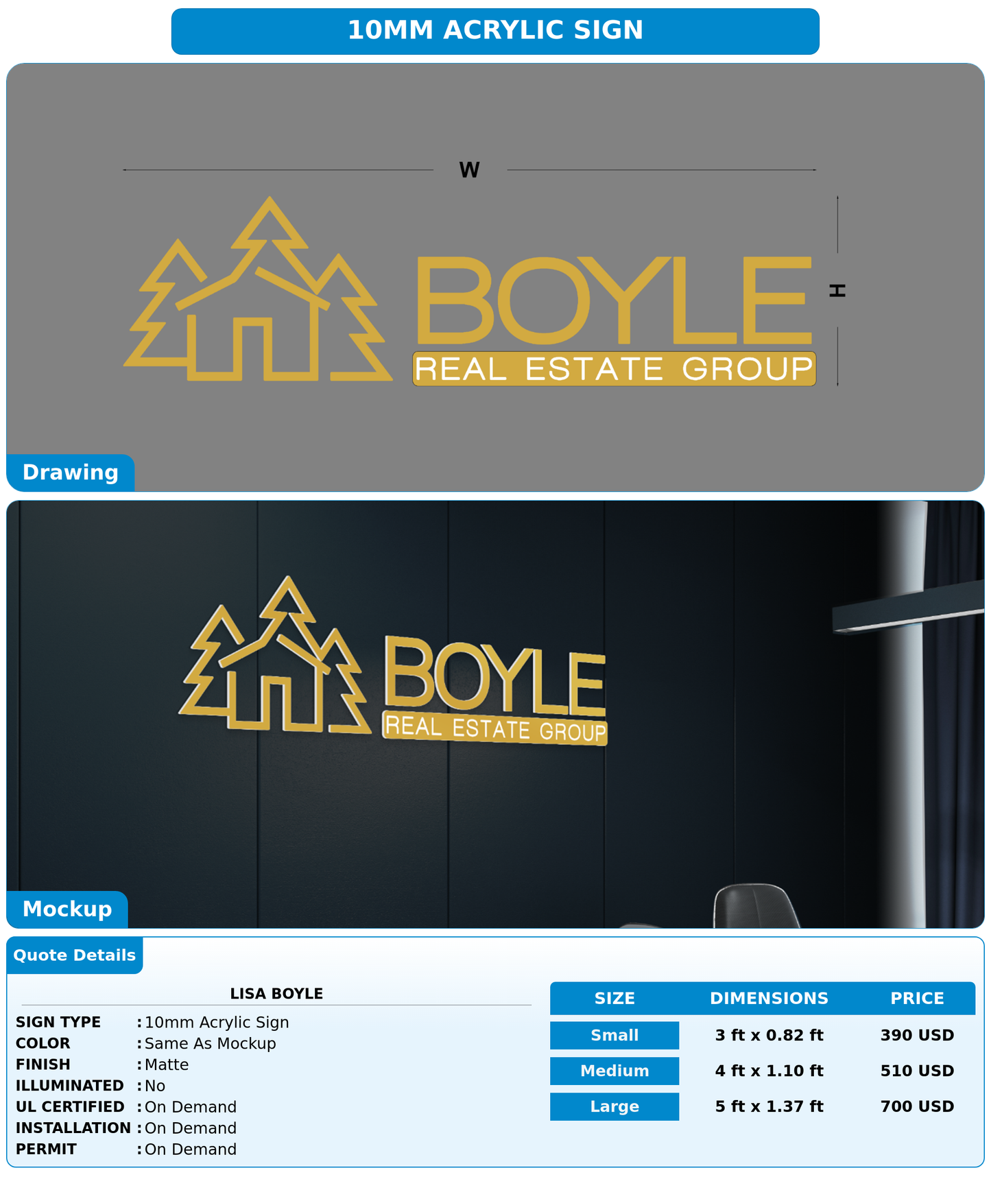 CUSTOM MOCKUP SIGN FOR Lisa Boyle