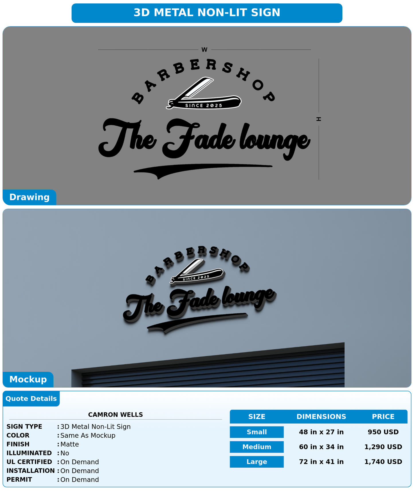 CUSTOM MOCKUP SIGN FOR Camron wells