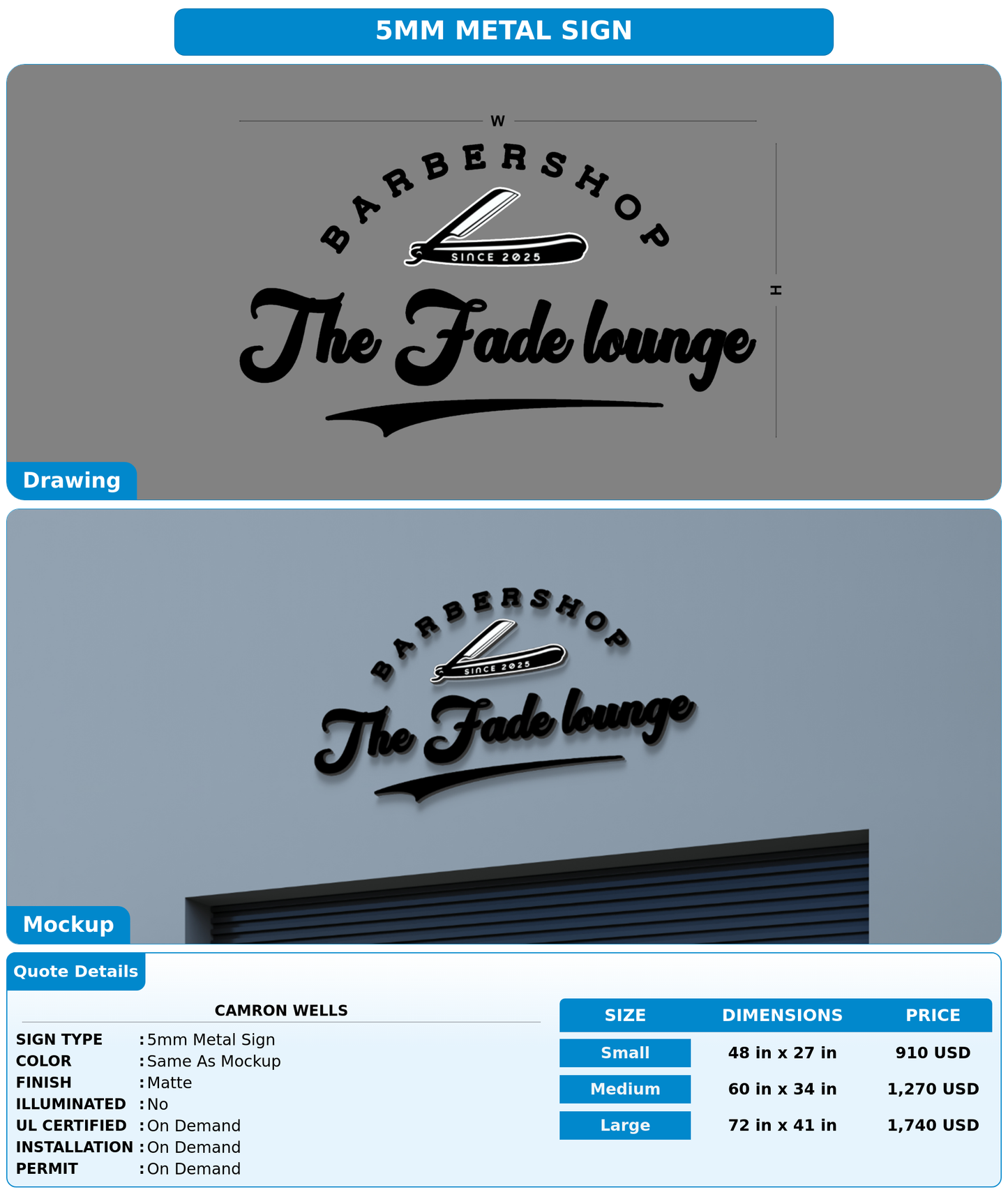 CUSTOM MOCKUP SIGN FOR Camron wells