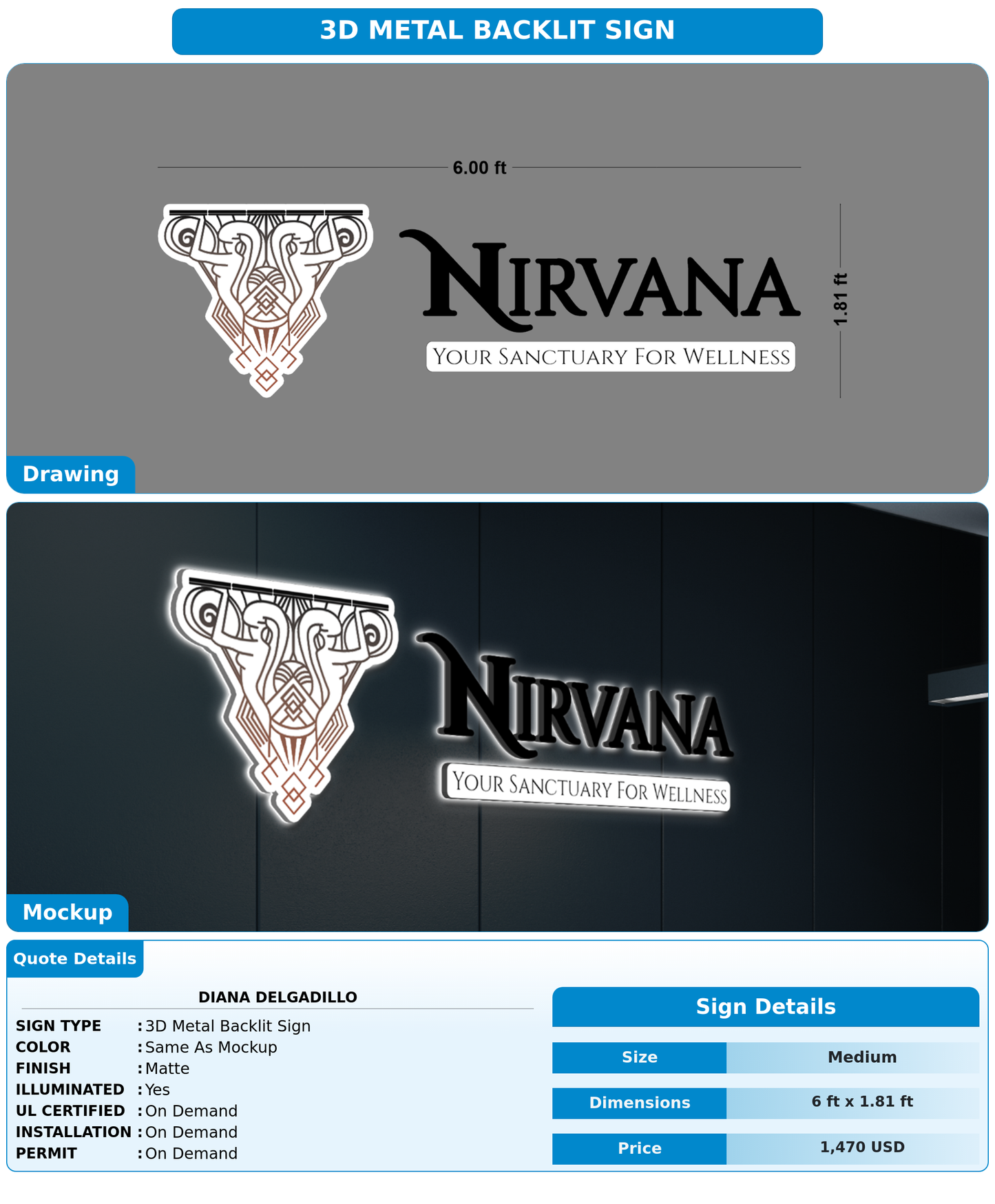 CUSTOM MOCKUP SIGN FOR Diana Delgadillo
