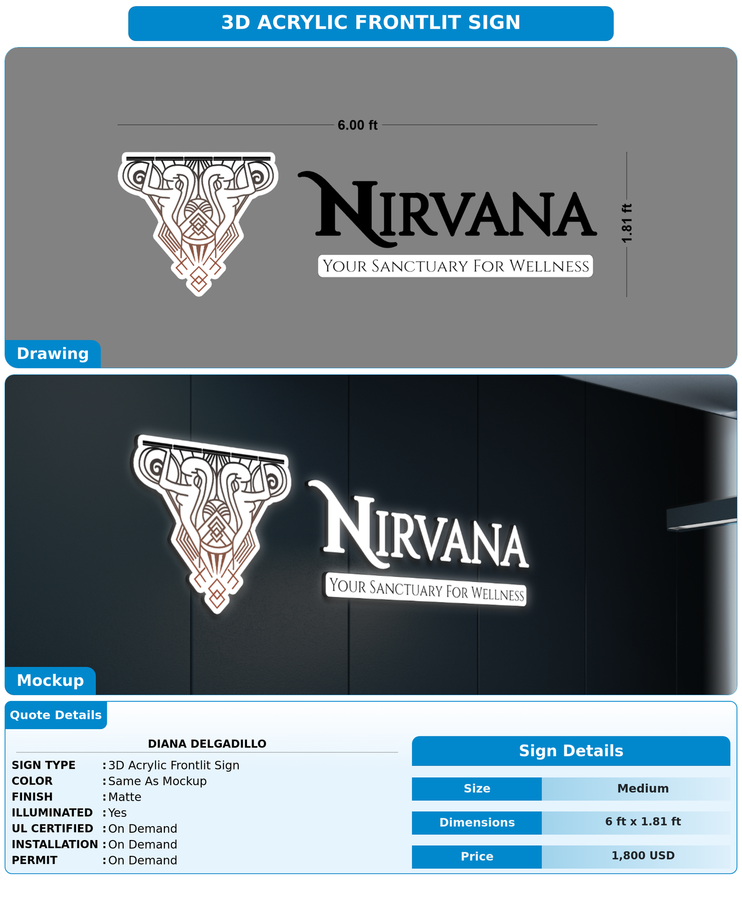 CUSTOM MOCKUP SIGN FOR Diana Delgadillo