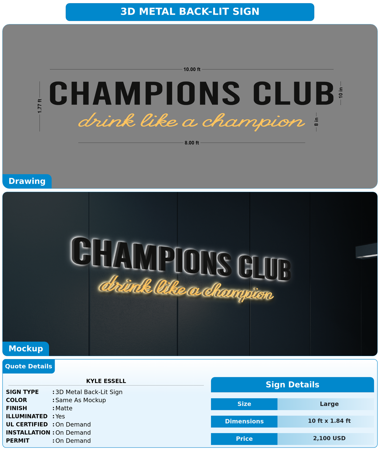CUSTOM MOCKUP SIGN FOR Kyle Essell