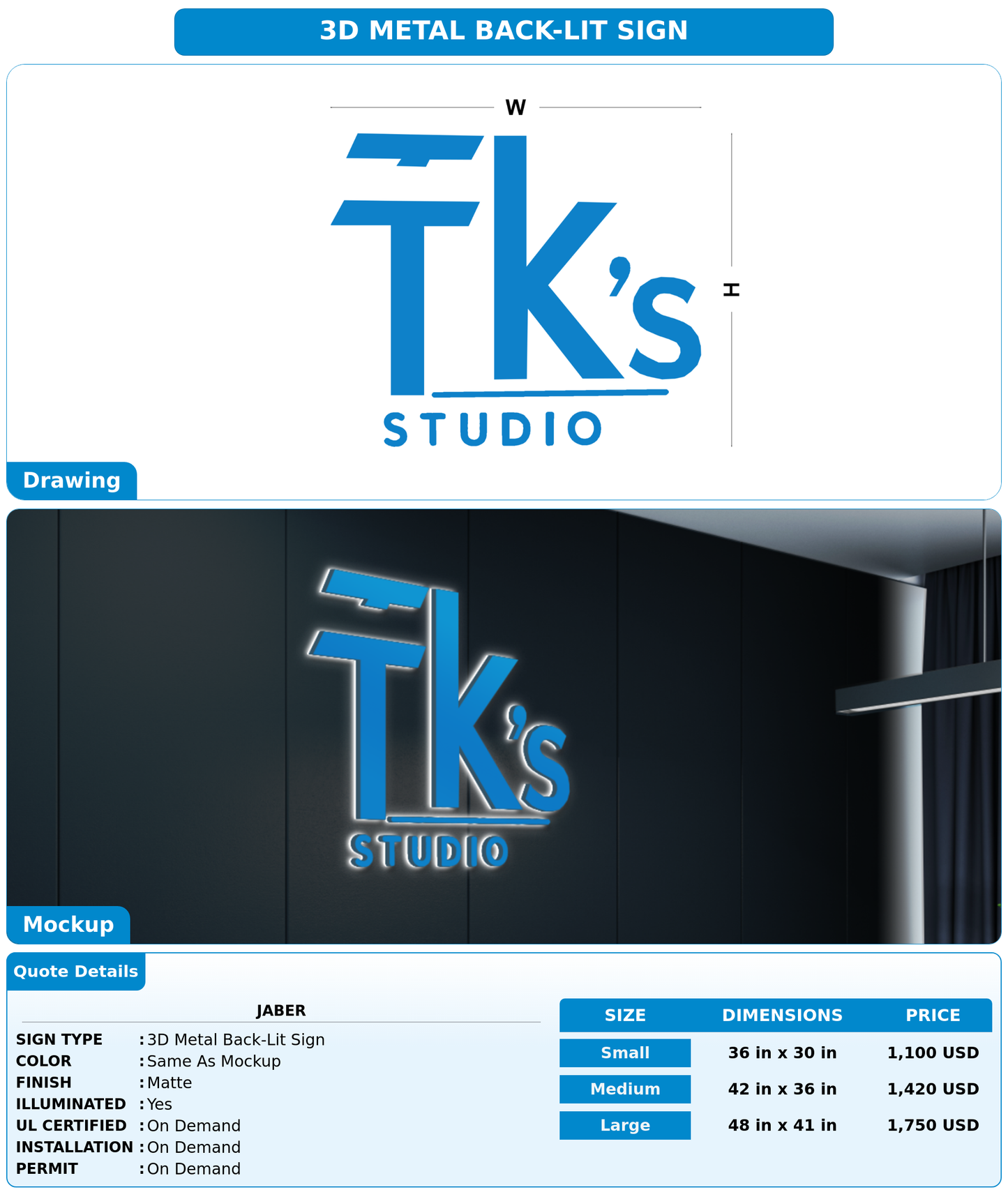 CUSTOM MOCKUP SIGN FOR Jaber