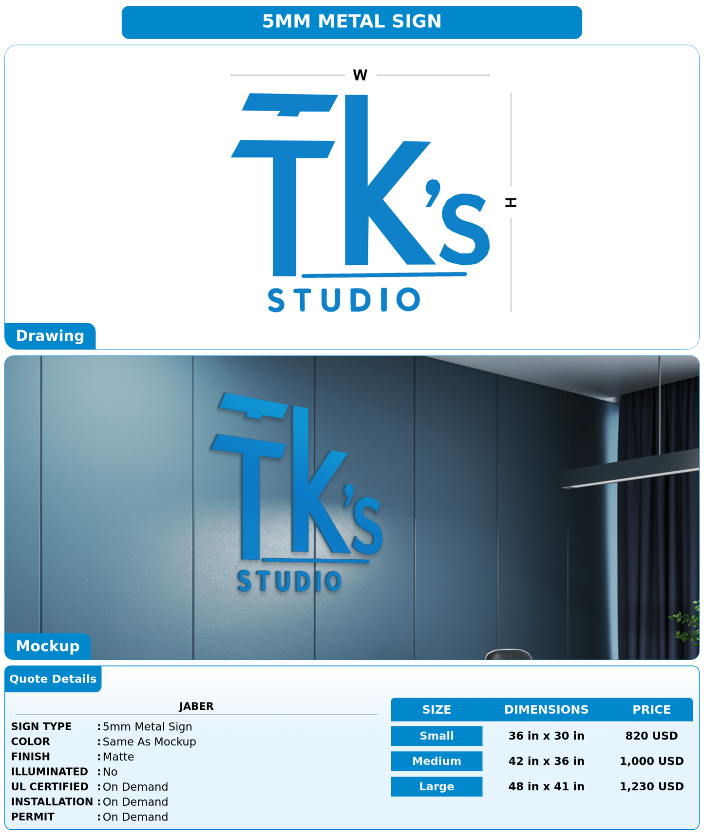 CUSTOM MOCKUP SIGN FOR Jaber