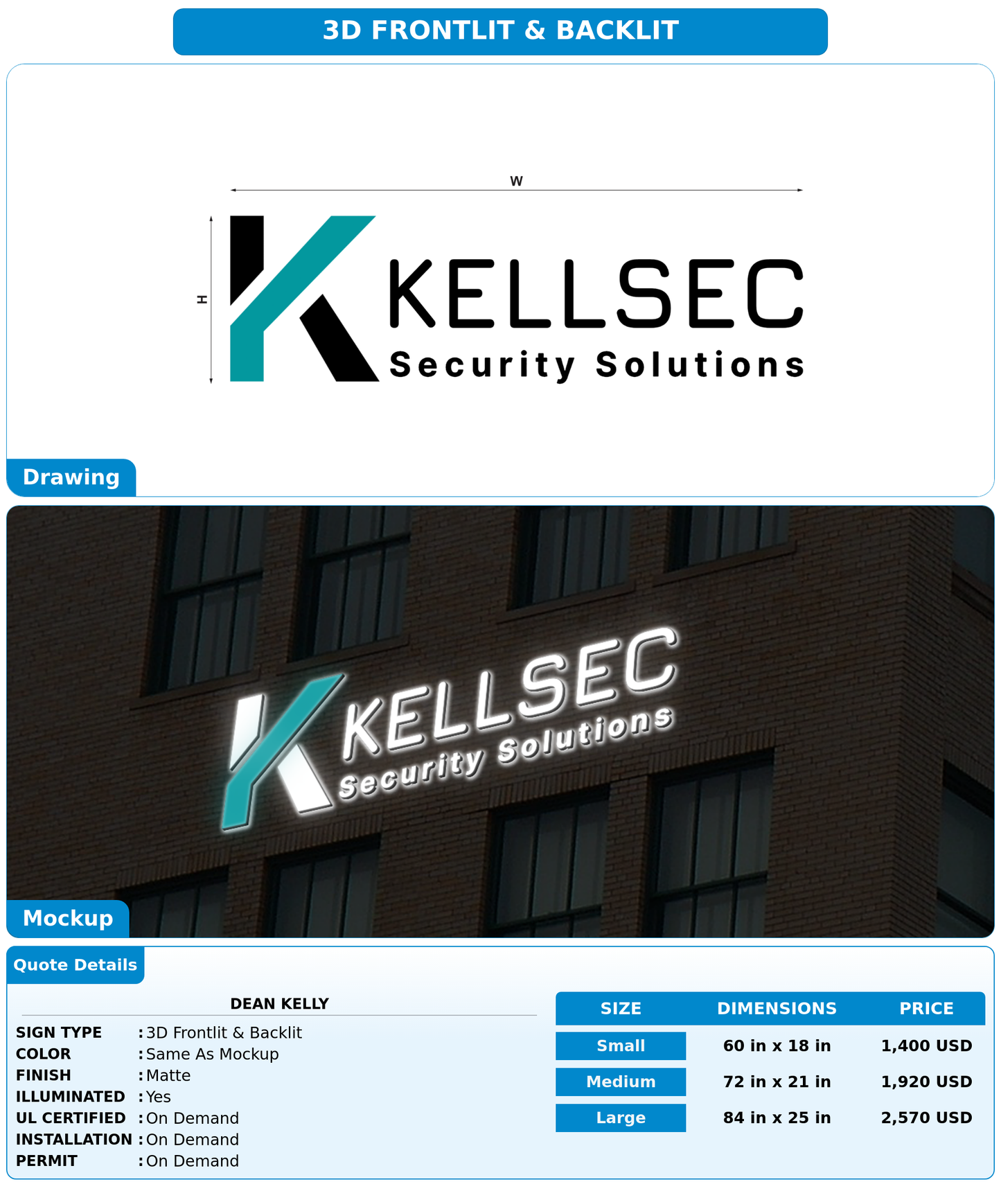 CUSTOM MOCKUP SIGN FOR Dean Kelly