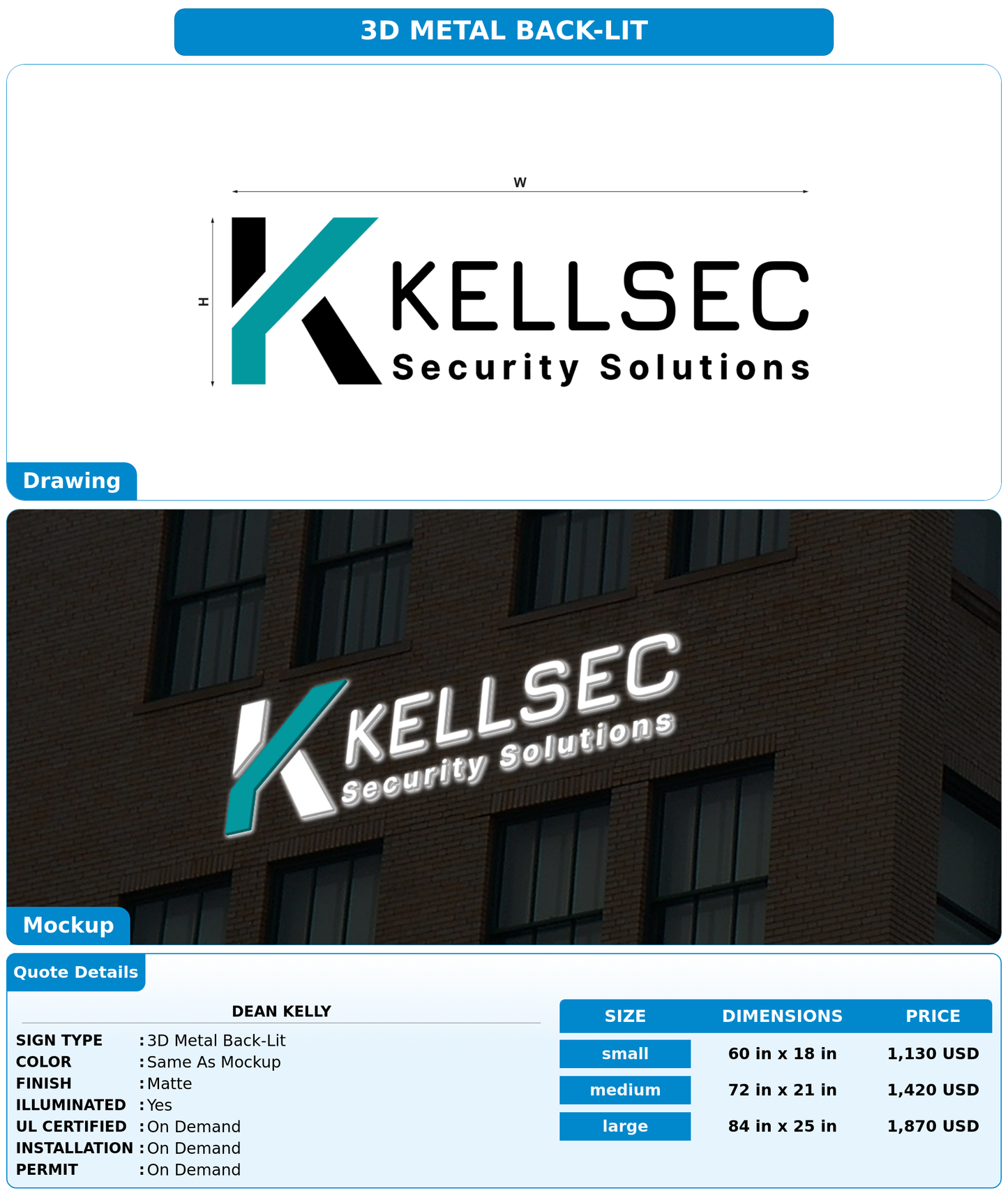 CUSTOM MOCKUP SIGN FOR Dean Kelly