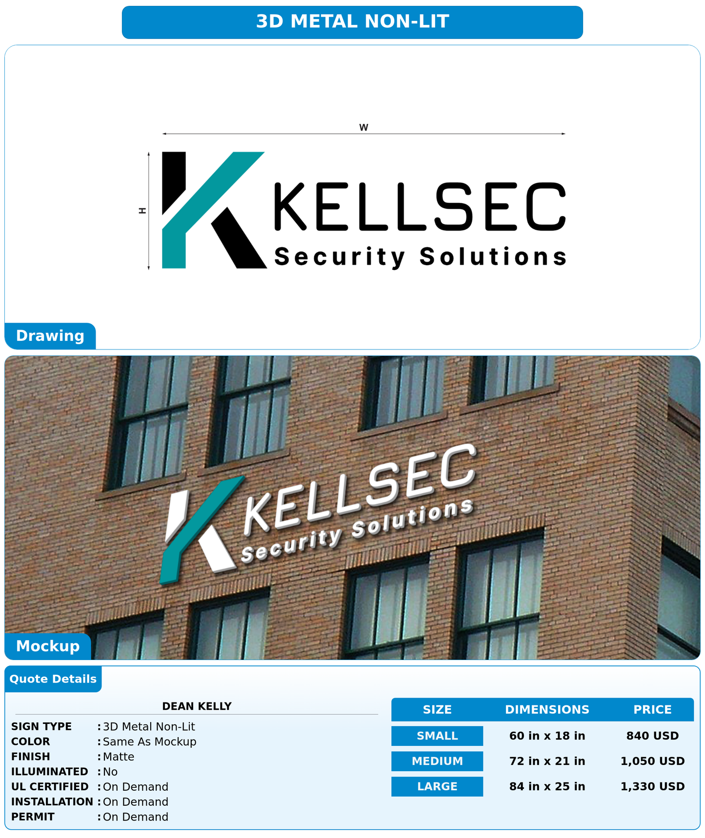 CUSTOM MOCKUP SIGN FOR Dean Kelly