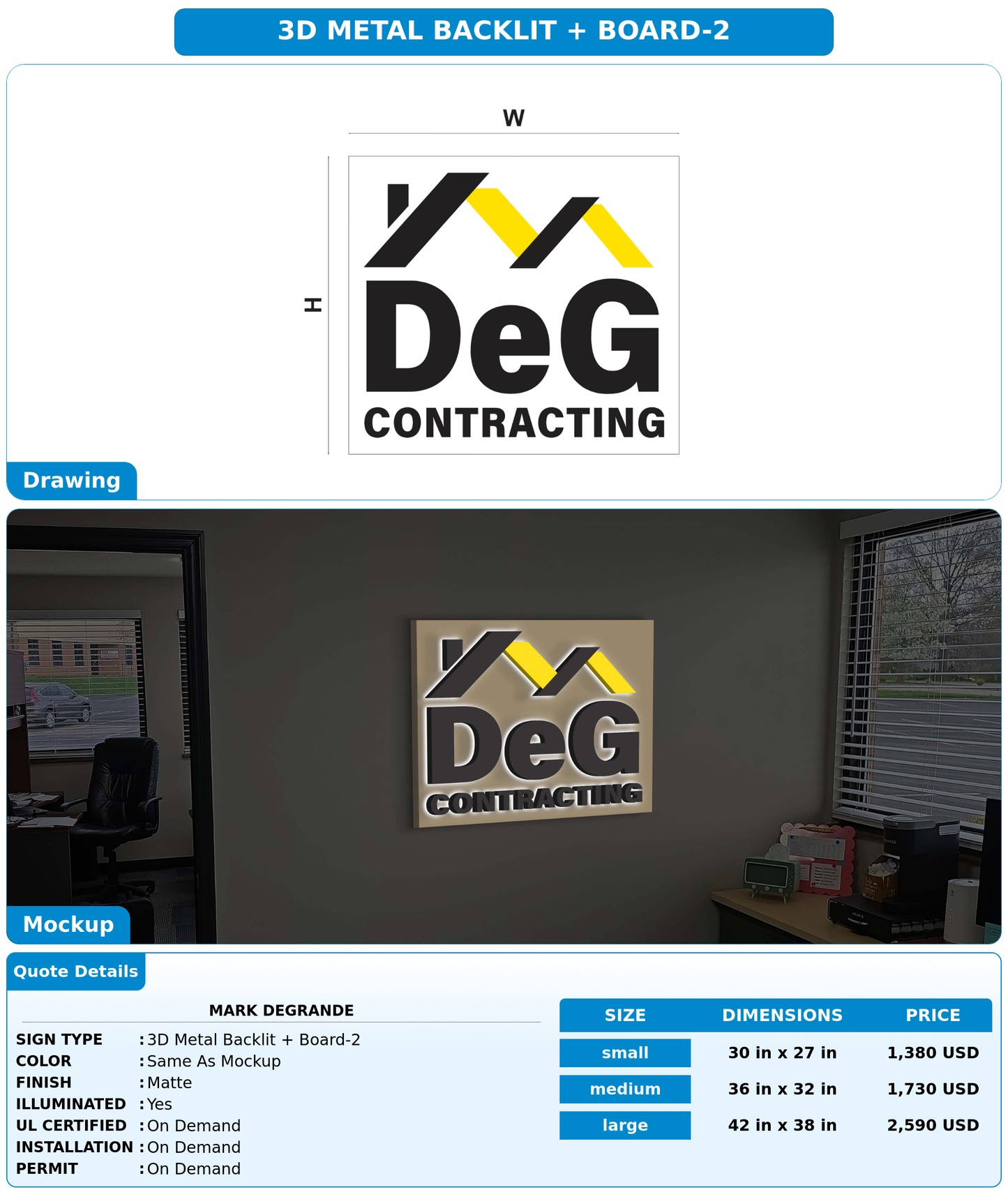 CUSTOM MOCKUP SIGN FOR Mark DeGrande
