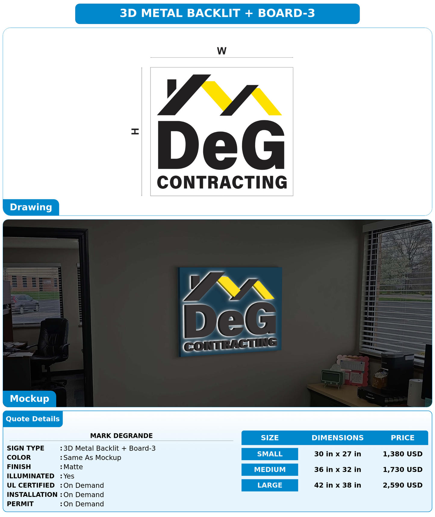CUSTOM MOCKUP SIGN FOR Mark DeGrande