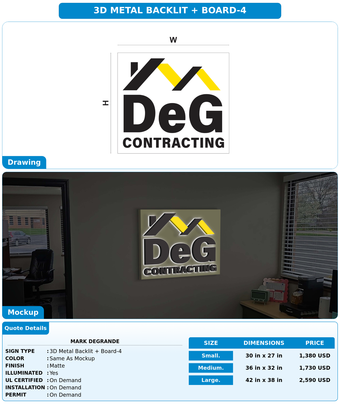 CUSTOM MOCKUP SIGN FOR Mark DeGrande