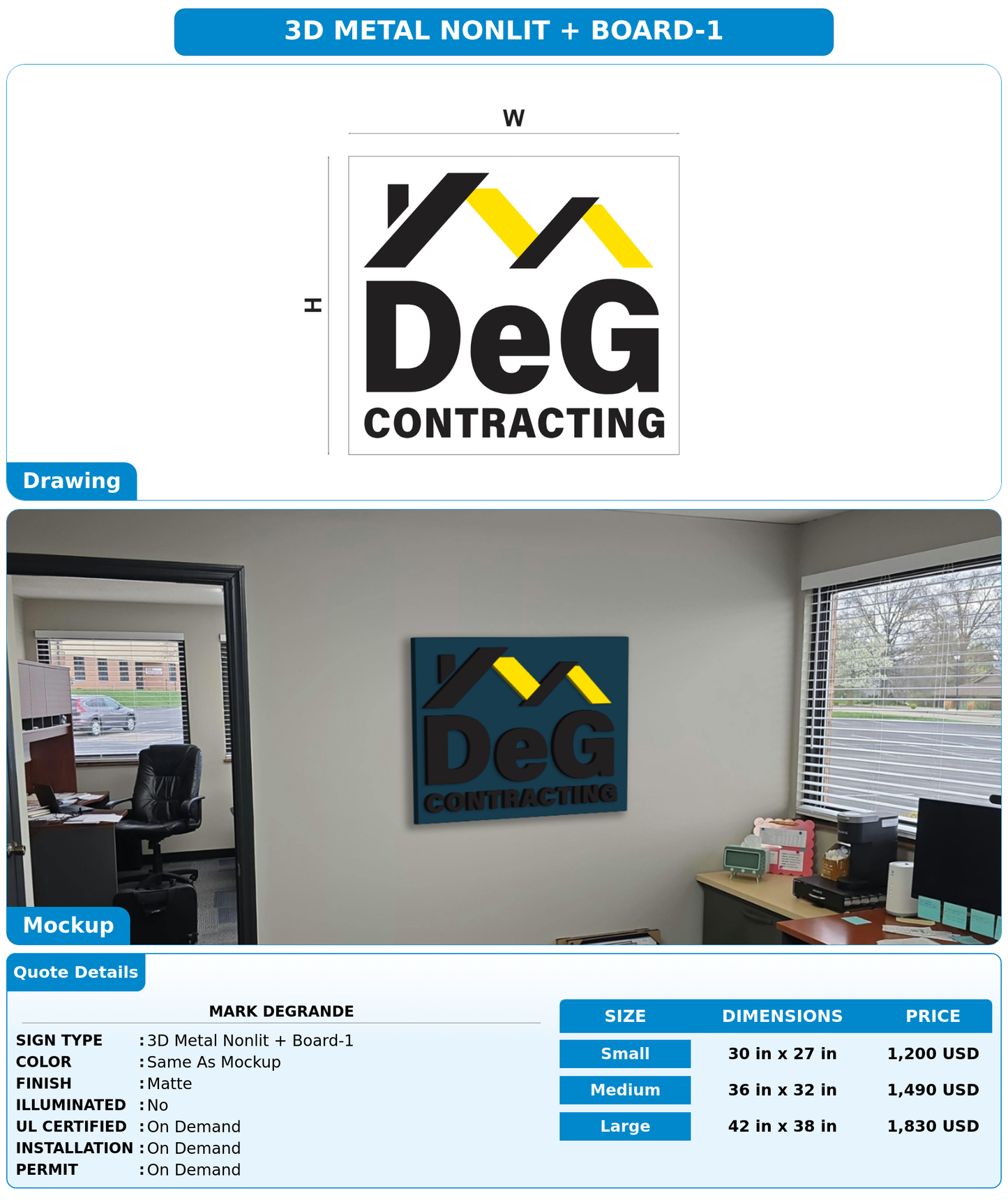 CUSTOM MOCKUP SIGN FOR Mark DeGrande