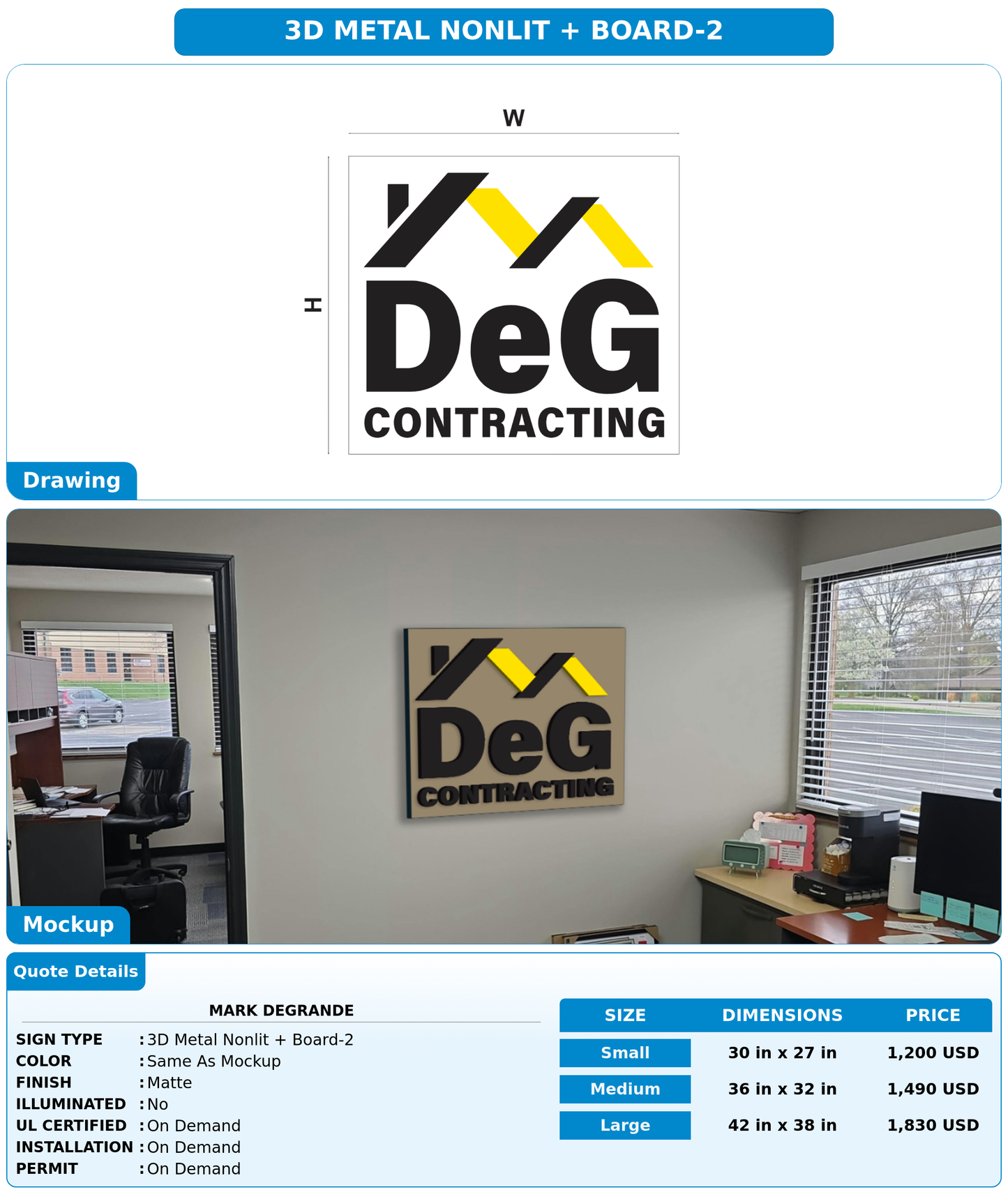 CUSTOM MOCKUP SIGN FOR Mark DeGrande
