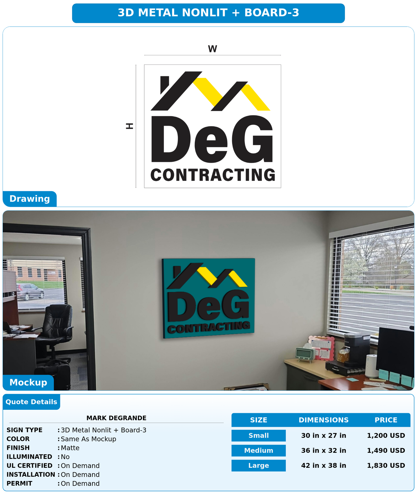 CUSTOM MOCKUP SIGN FOR Mark DeGrande