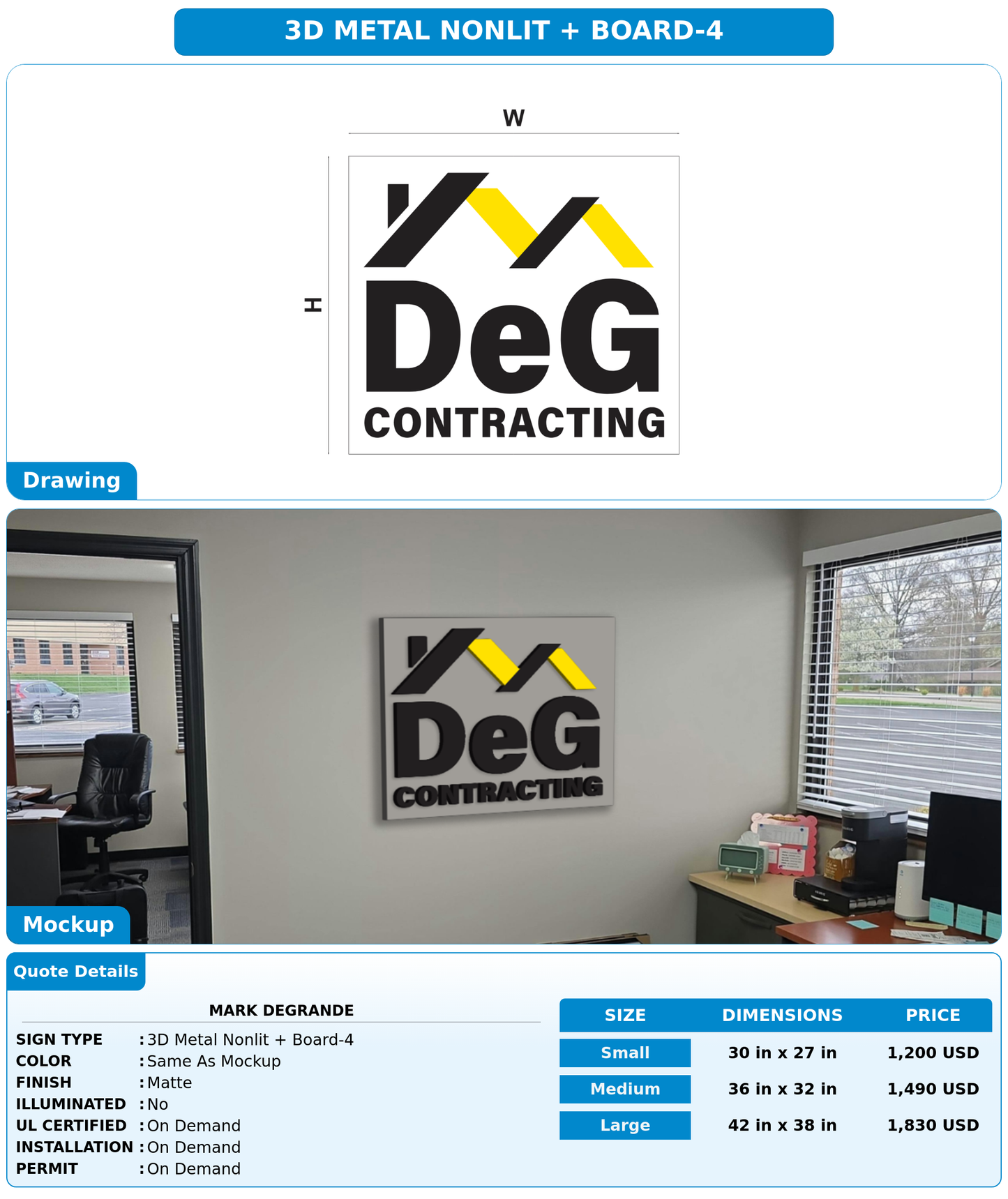 CUSTOM MOCKUP SIGN FOR Mark DeGrande