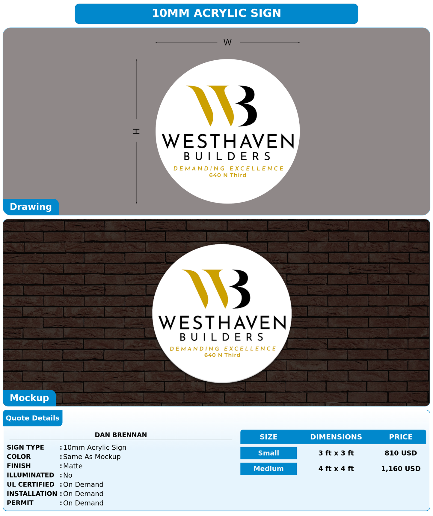 CUSTOM MOCKUP SIGN FOR Dan Brennan