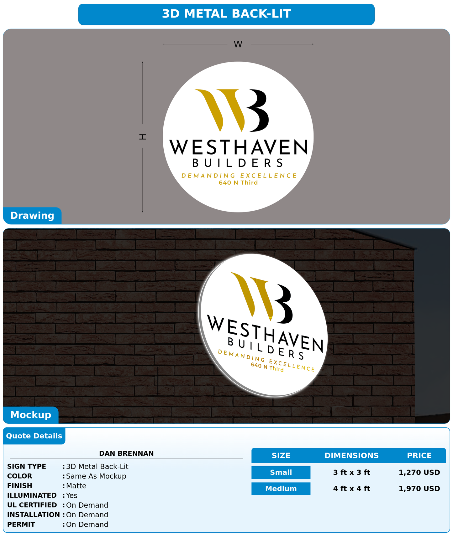 CUSTOM MOCKUP SIGN FOR Dan Brennan