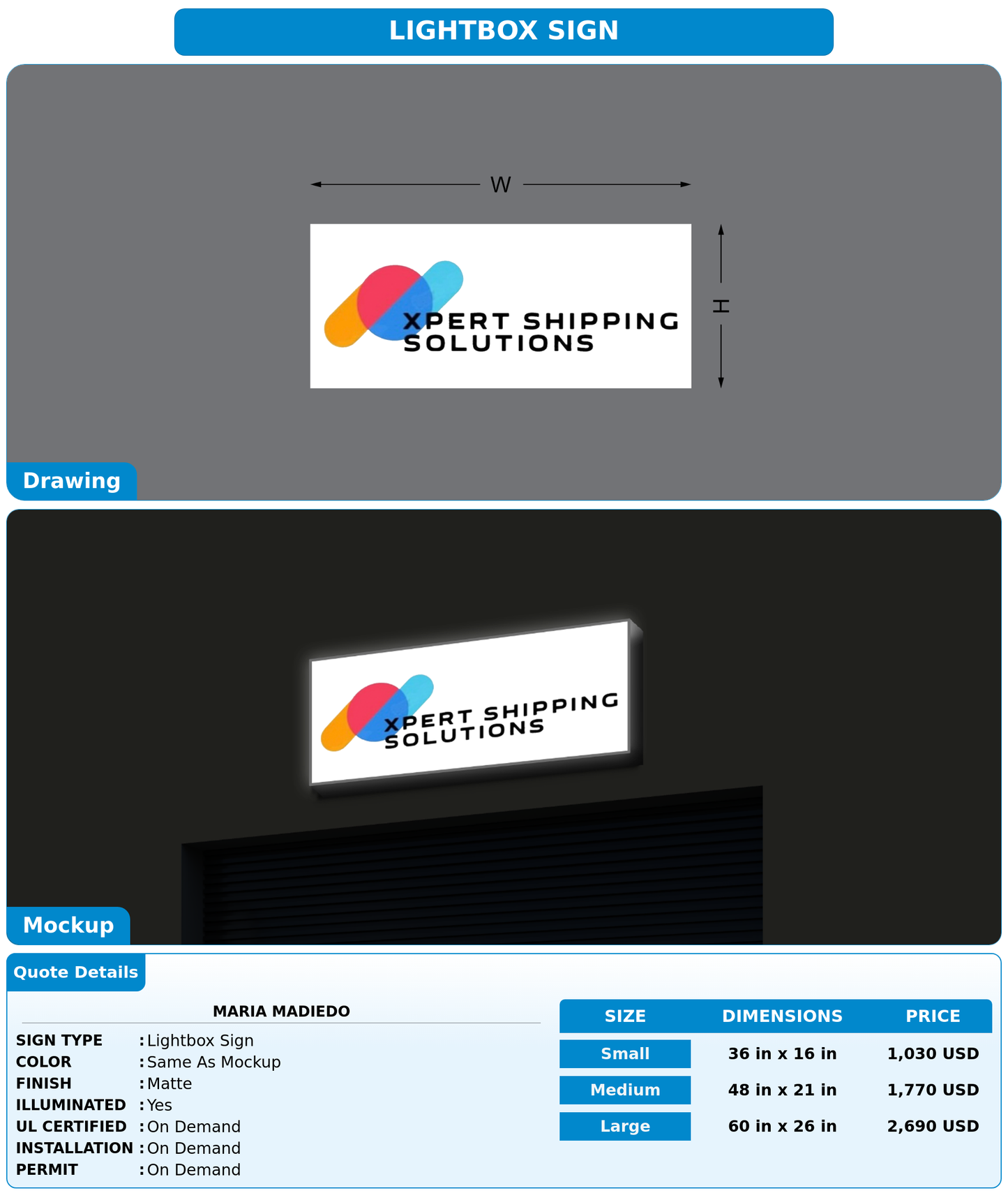 CUSTOM MOCKUP SIGN FOR Maria Madiedo