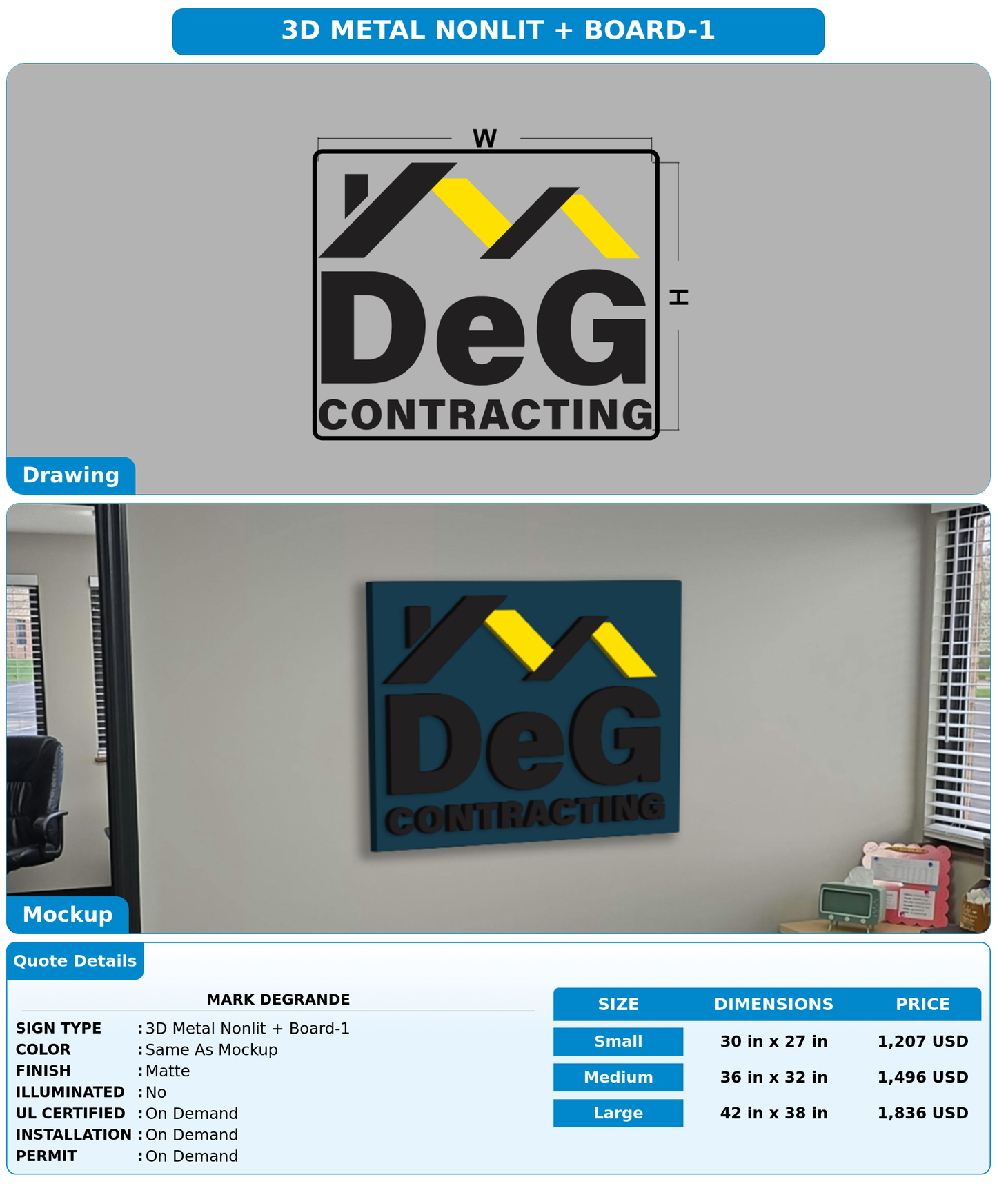 CUSTOM MOCKUP SIGN FOR Mark DeGrande