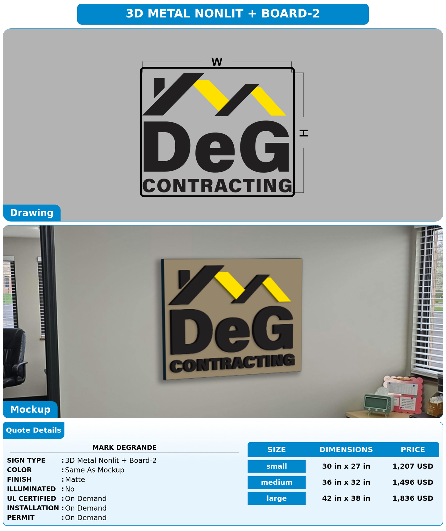 CUSTOM MOCKUP SIGN FOR Mark DeGrande