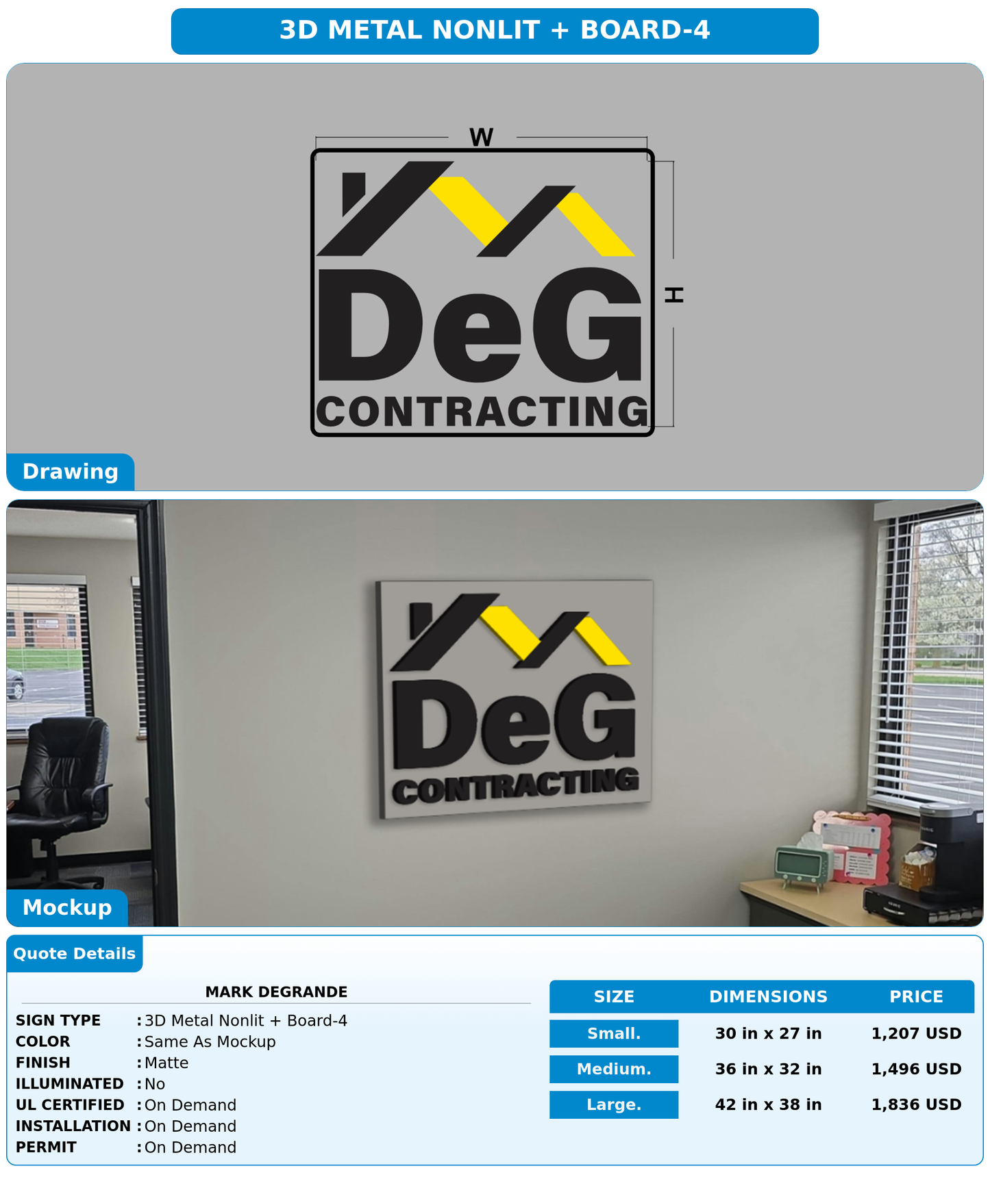 CUSTOM MOCKUP SIGN FOR Mark DeGrande