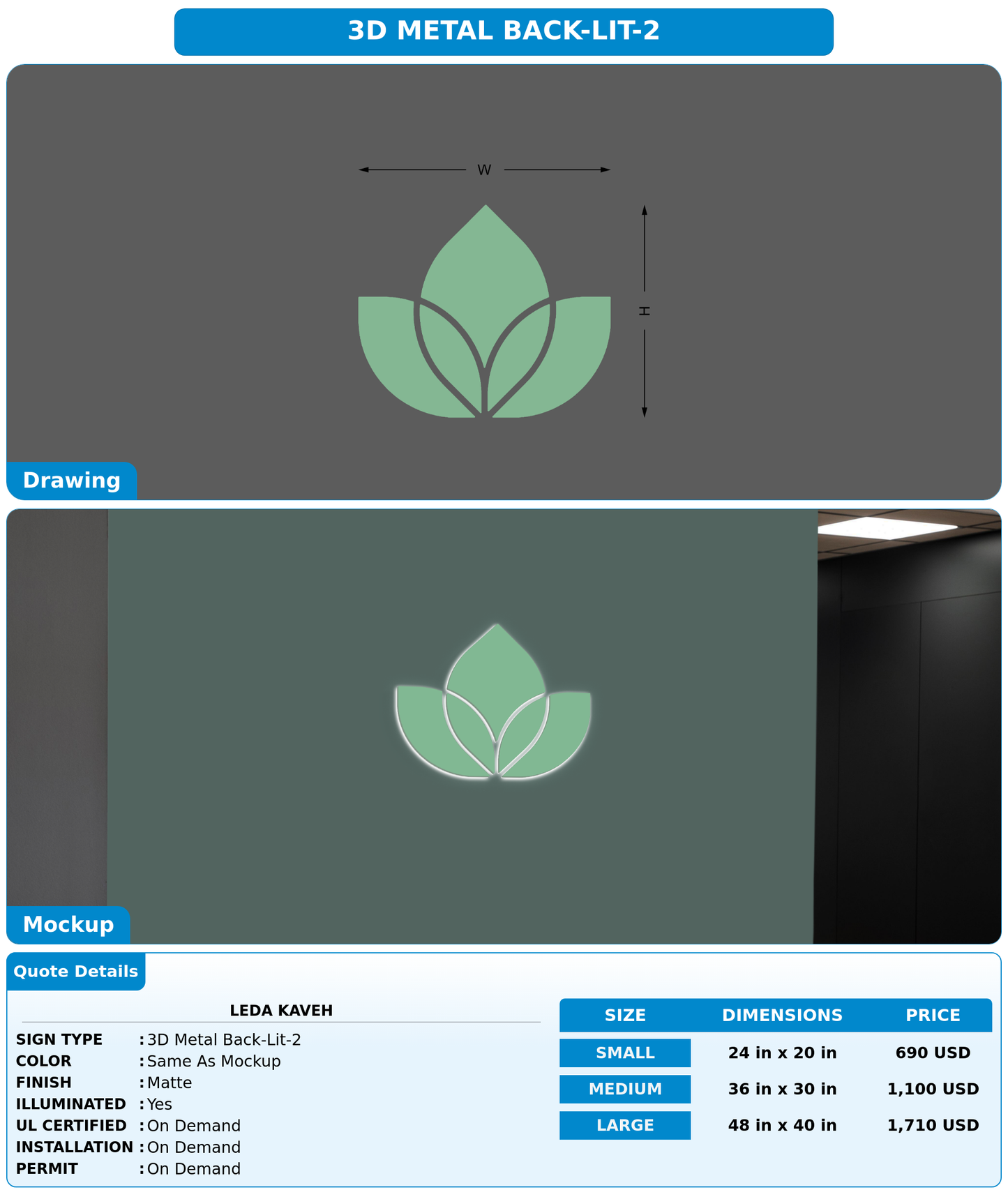 CUSTOM MOCKUP SIGN FOR Leda Kaveh