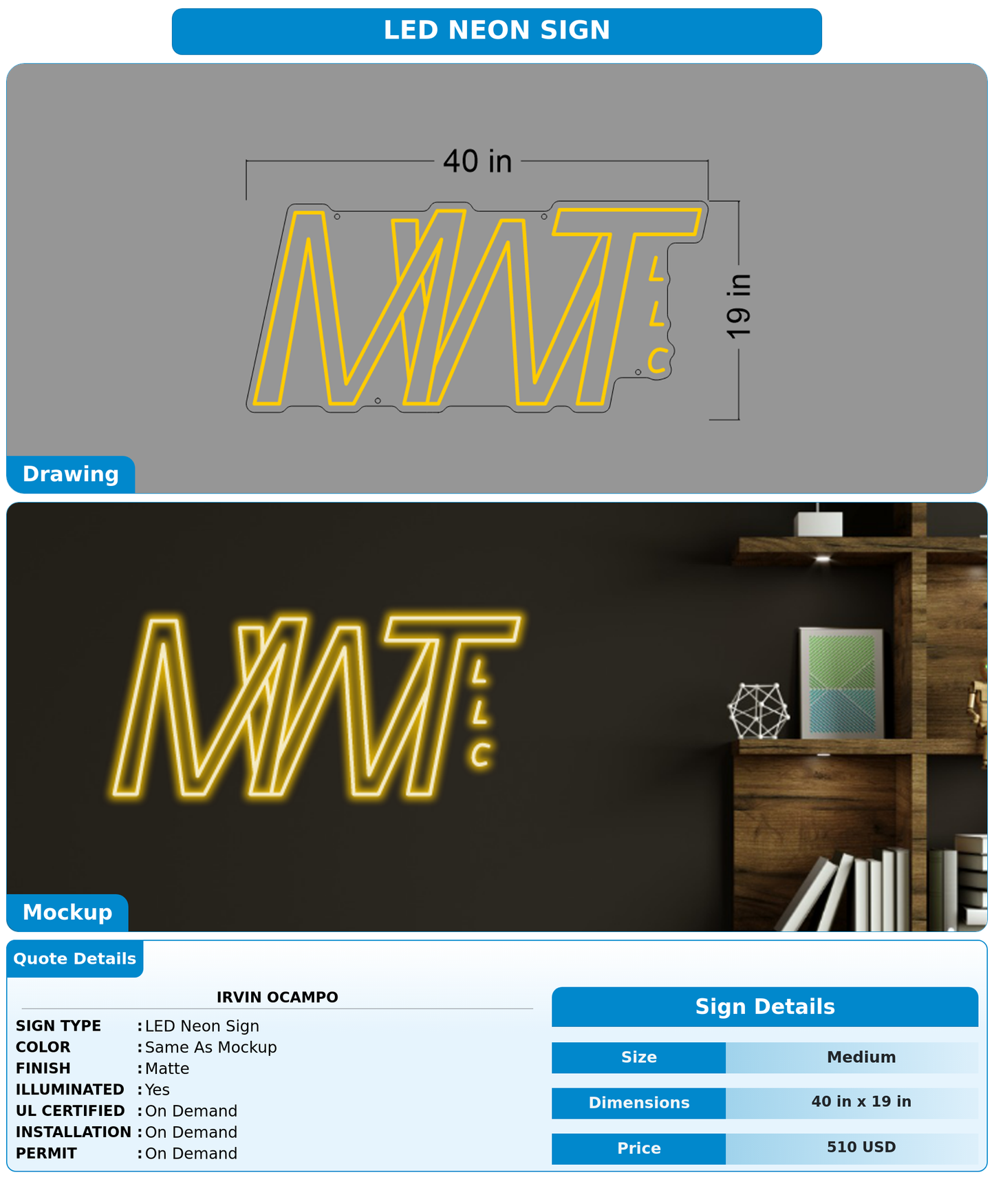 CUSTOM MOCKUP SIGN FOR Irvin Ocampo