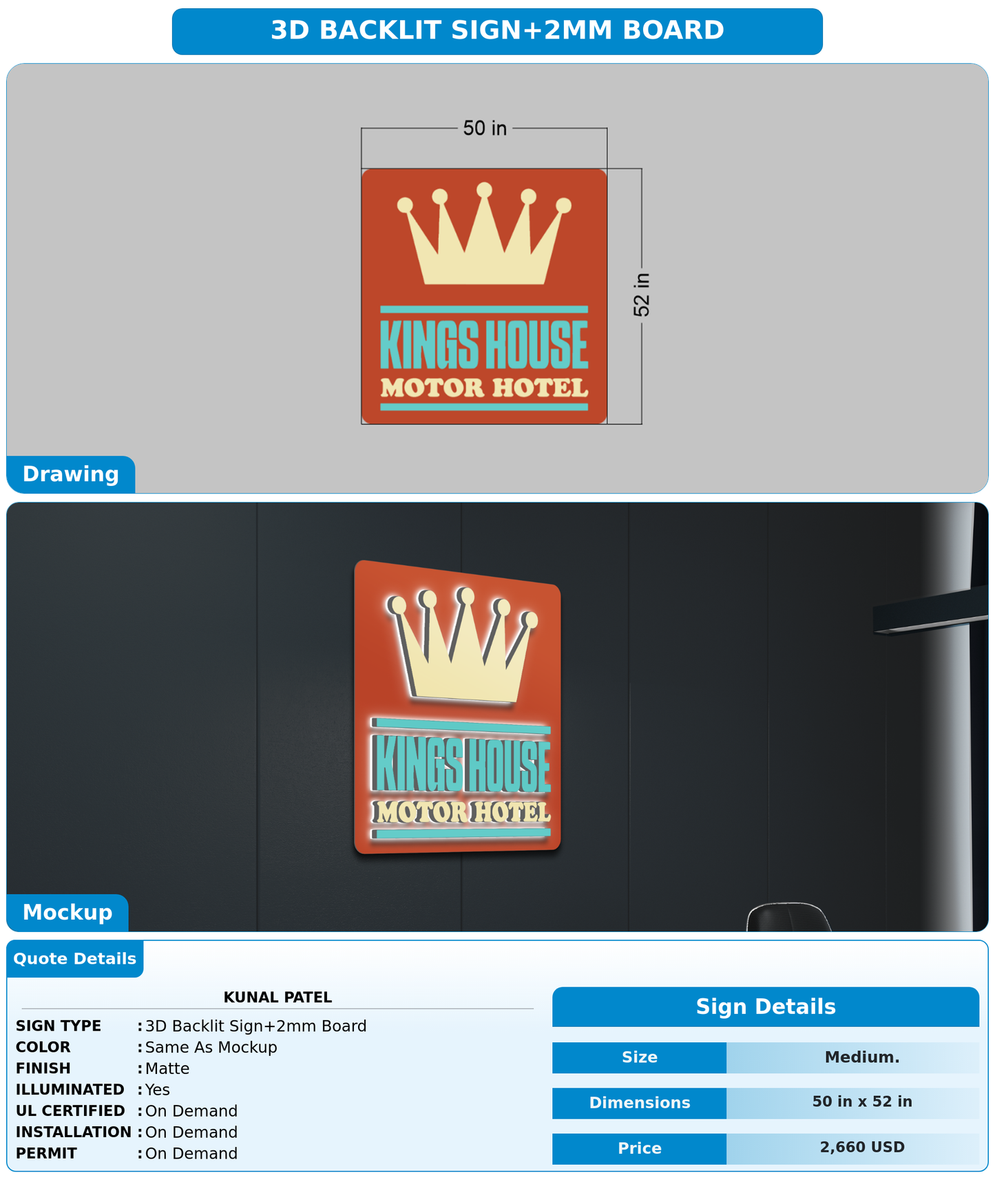 CUSTOM MOCKUP SIGN FOR Kunal Patel