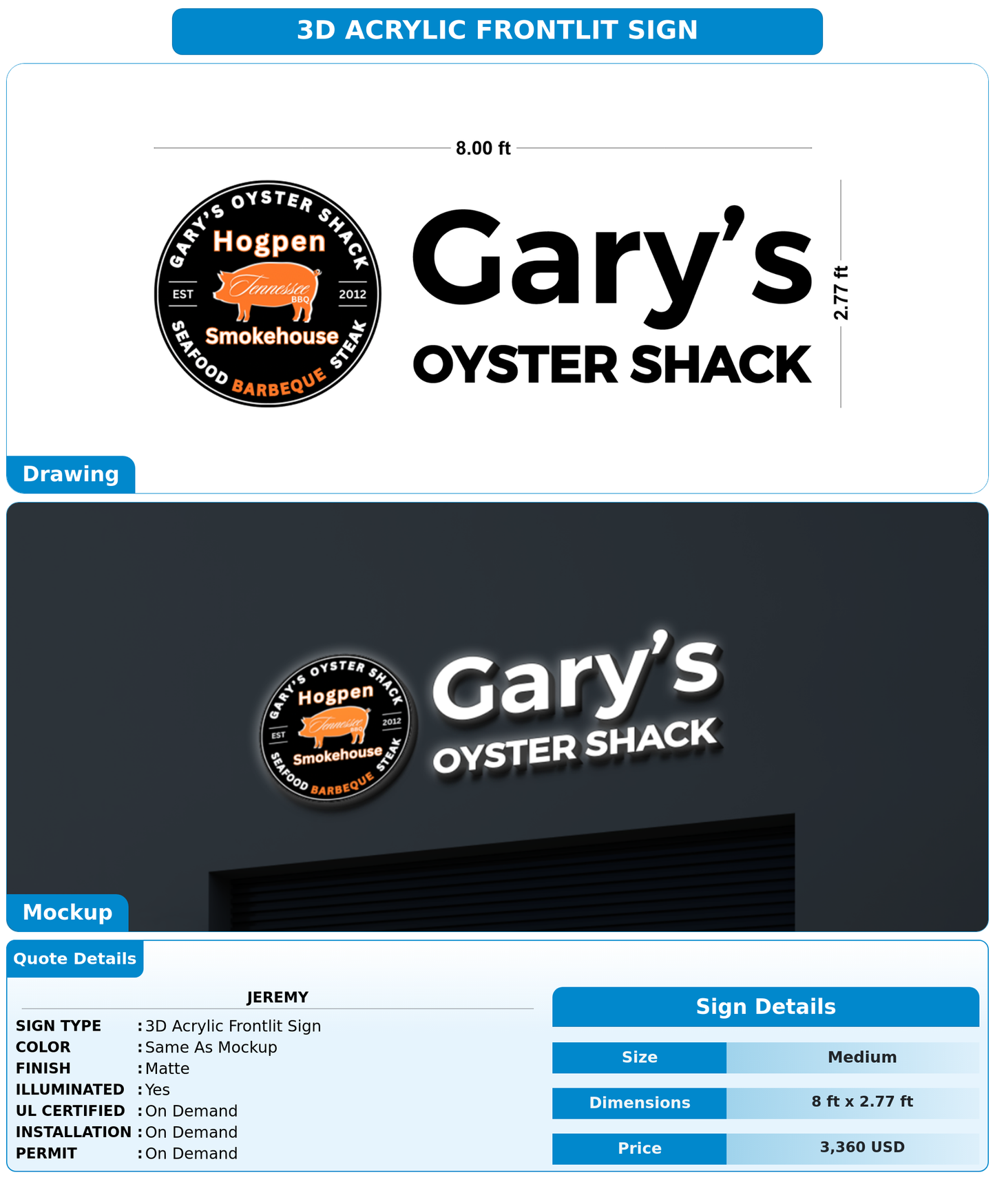 CUSTOM MOCKUP SIGN FOR Jeremy