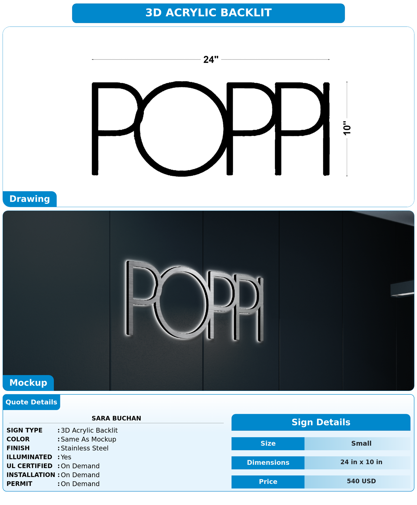 CUSTOM MOCKUP SIGN FOR Sara Buchan