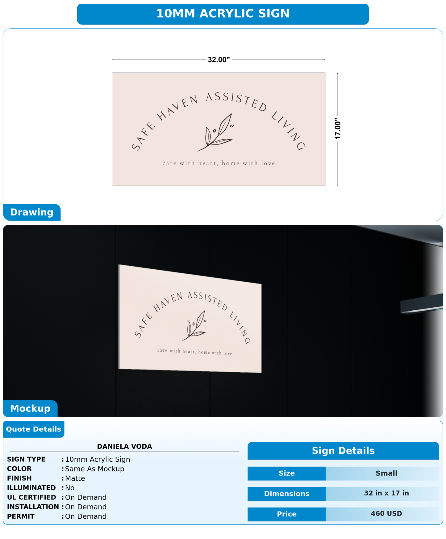 CUSTOM MOCKUP SIGN FOR Daniela Voda